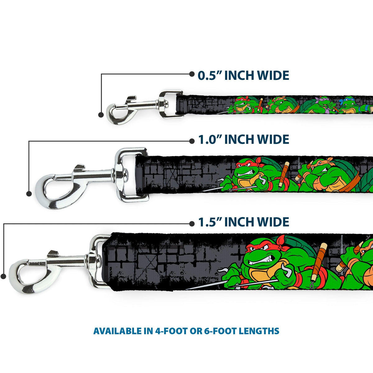 Dog Leash - Classic TEENAGE MUTANT NINJA TURTLES Group Pose4 in Sewer/TMNT Logo