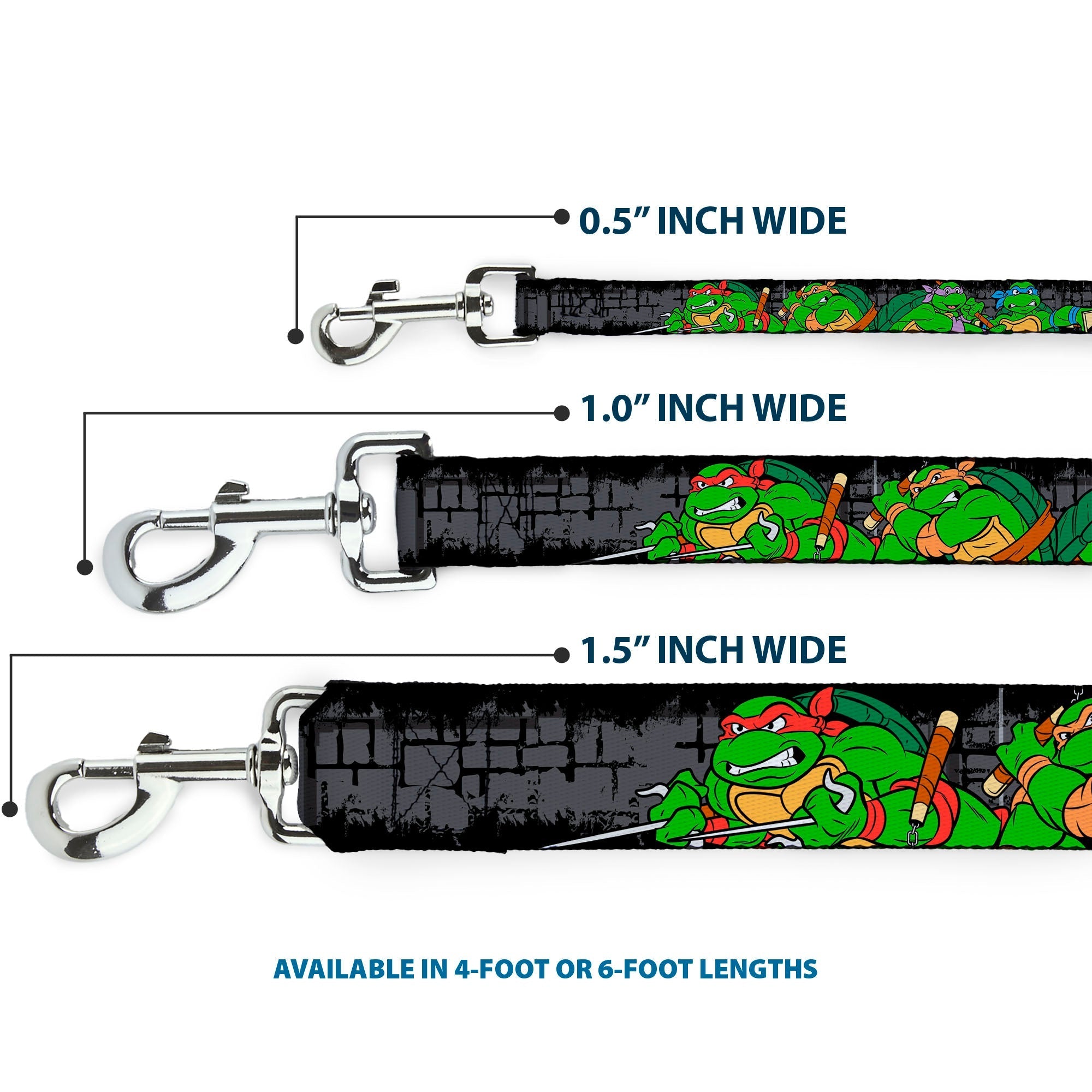 Dog Leash - Classic TEENAGE MUTANT NINJA TURTLES Group Pose4 in Sewer/TMNT Logo
