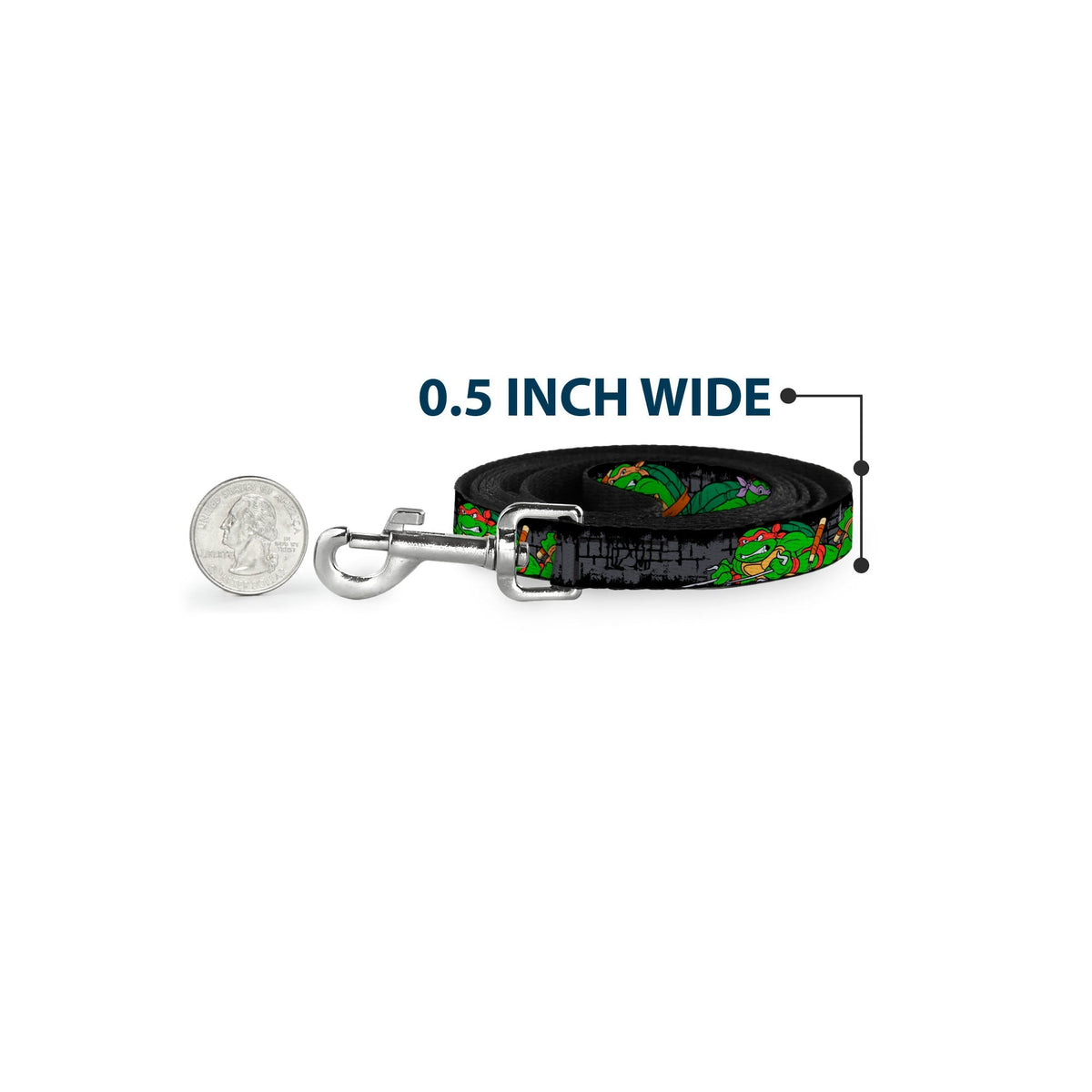 Dog Leash - Classic TEENAGE MUTANT NINJA TURTLES Group Pose4 in Sewer/TMNT Logo