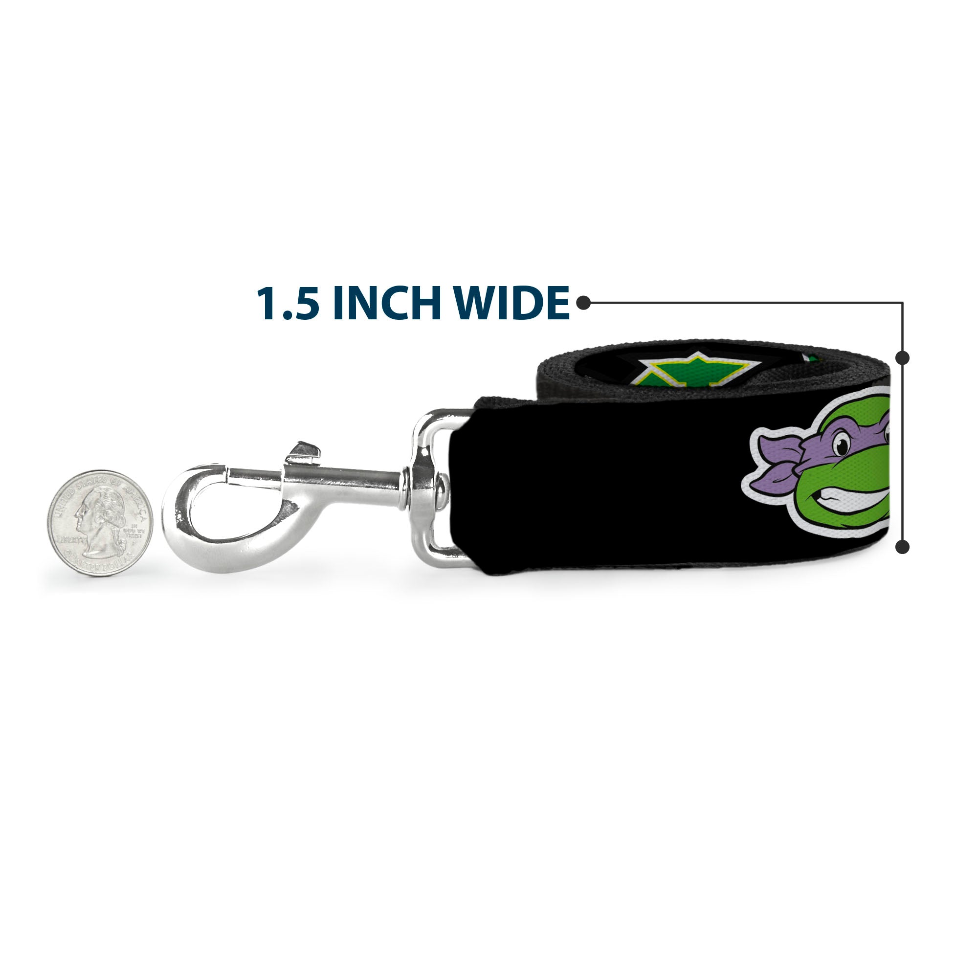 Dog Leash - Classic Teenage Mutant Ninja Turtles Group Faces/TMNT/Ninja Star Black/Green