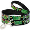 Dog Leash - Classic Teenage Mutant Ninja Turtles Group Faces/TMNT/Ninja Star Black/Green