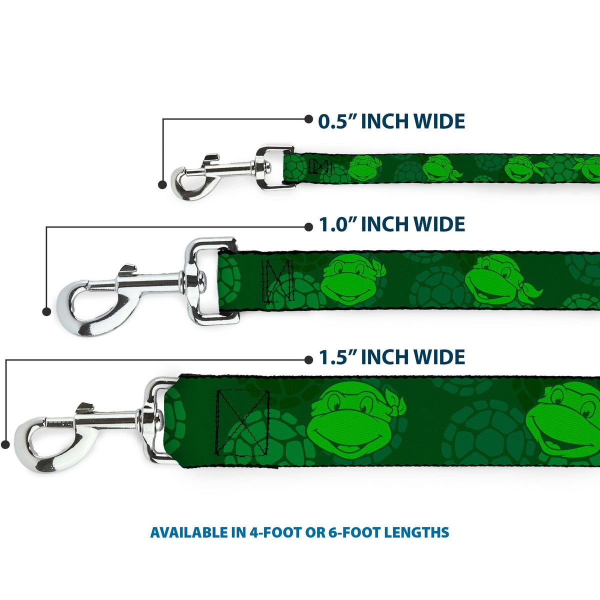Dog Leash - Classic Teenage Mutant Ninja Turtles Turtle Faces2 Greens