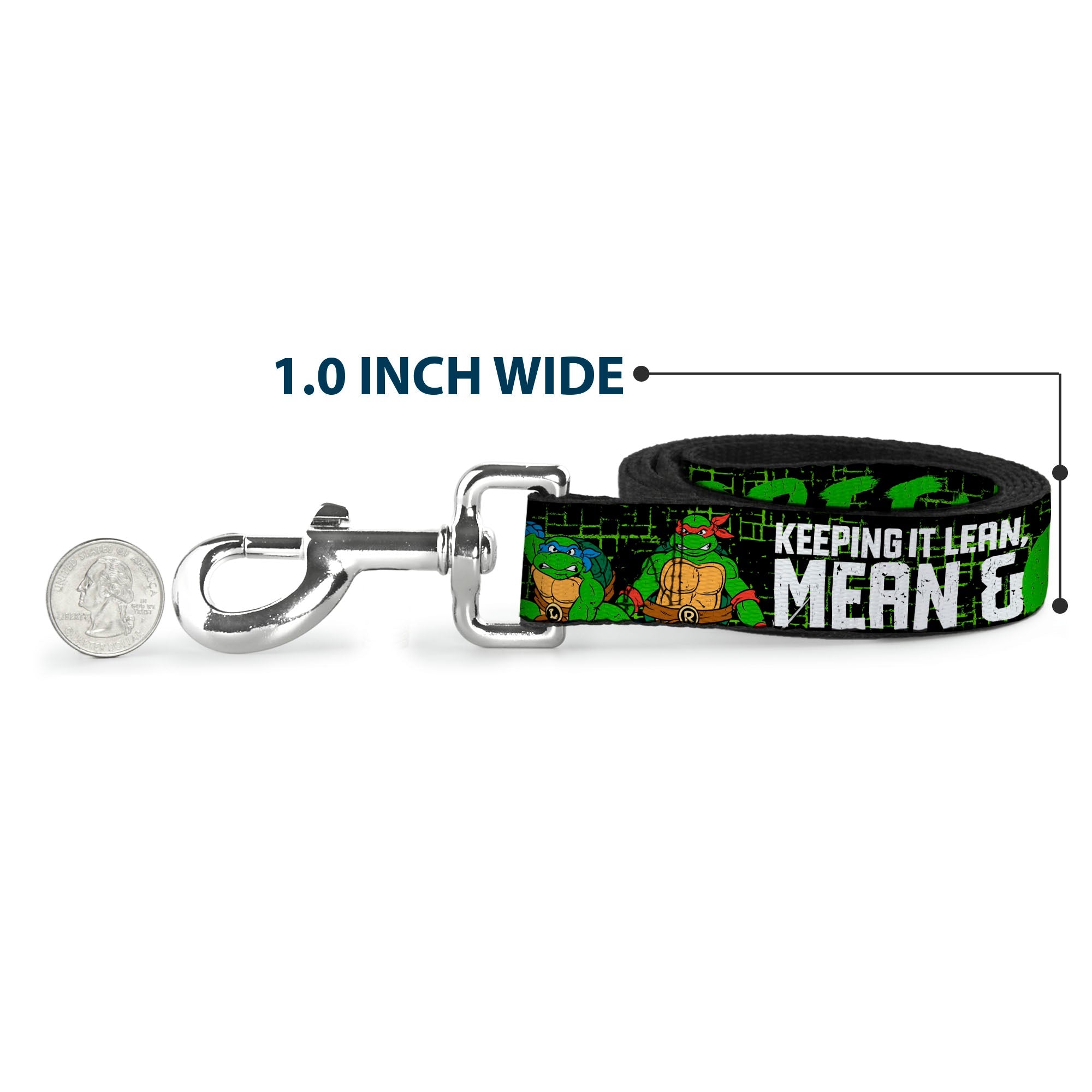 Dog Leash - Classic TMNT Group Pose6/KEEPING IT LEAN, MEAN & GREEN Black/Green/White
