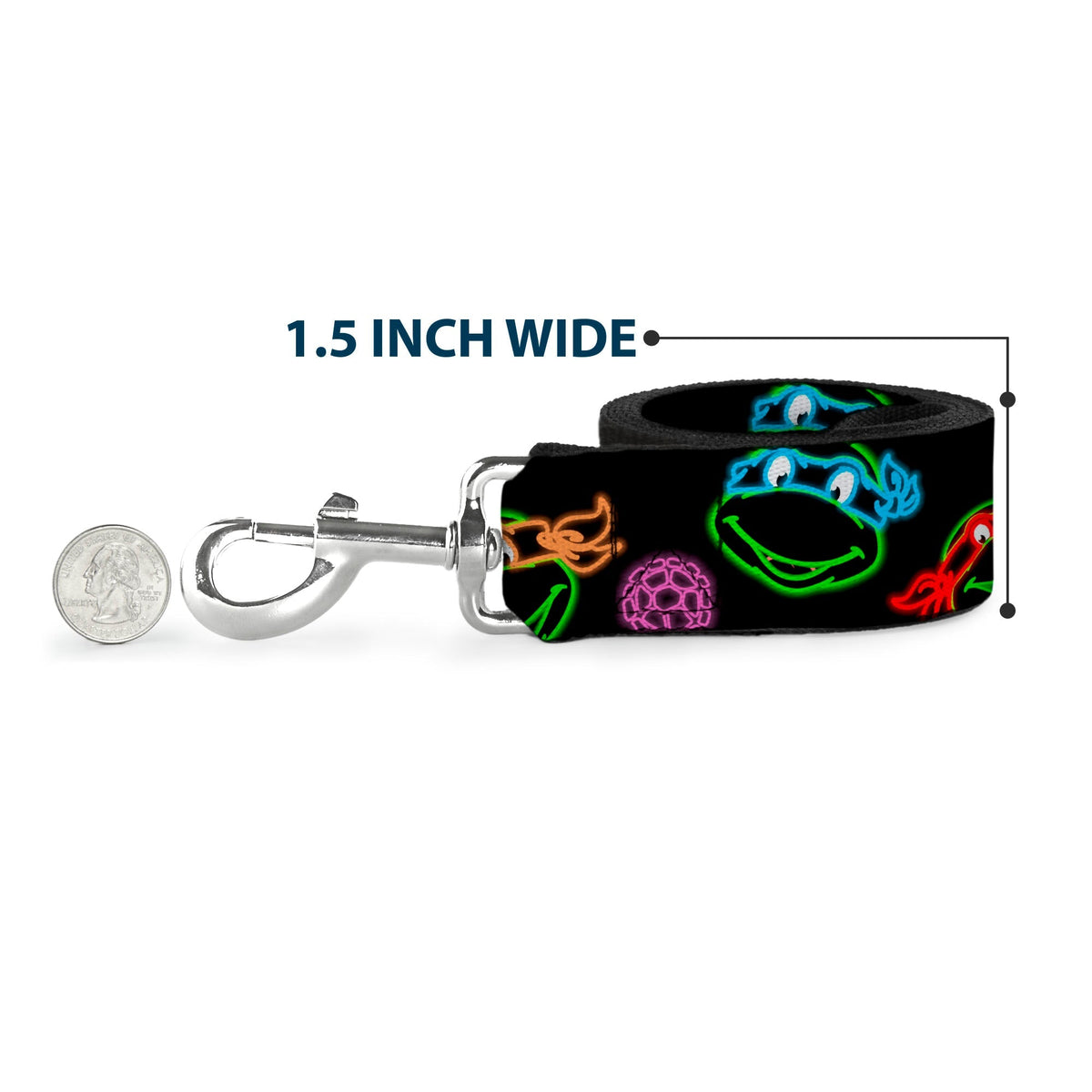 Dog Leash - Classic Teenage Mutant Ninja Turtles Electric Expressions/Turtle Shells Black/Multi Neon