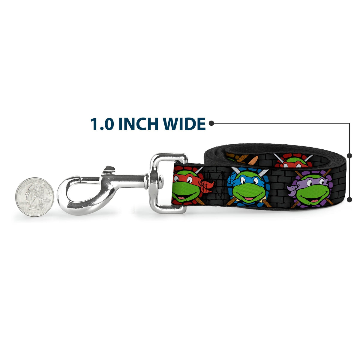 Dog Leash - Classic Teenage Mutant Ninja Turtles Expessions/Battle Gear Gray/Multi Color 