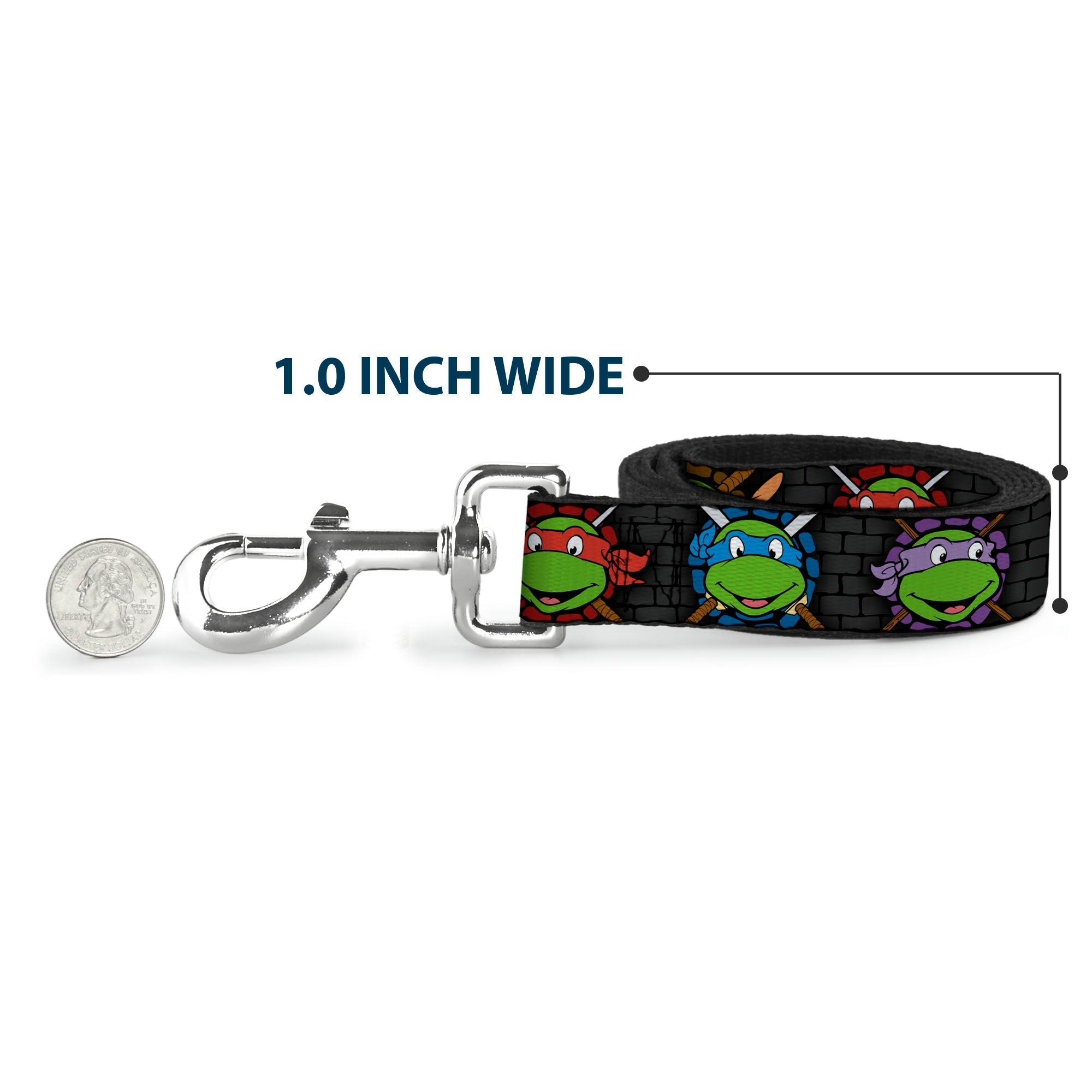 Dog Leash - Classic Teenage Mutant Ninja Turtles Expessions/Battle Gear Gray/Multi Color 