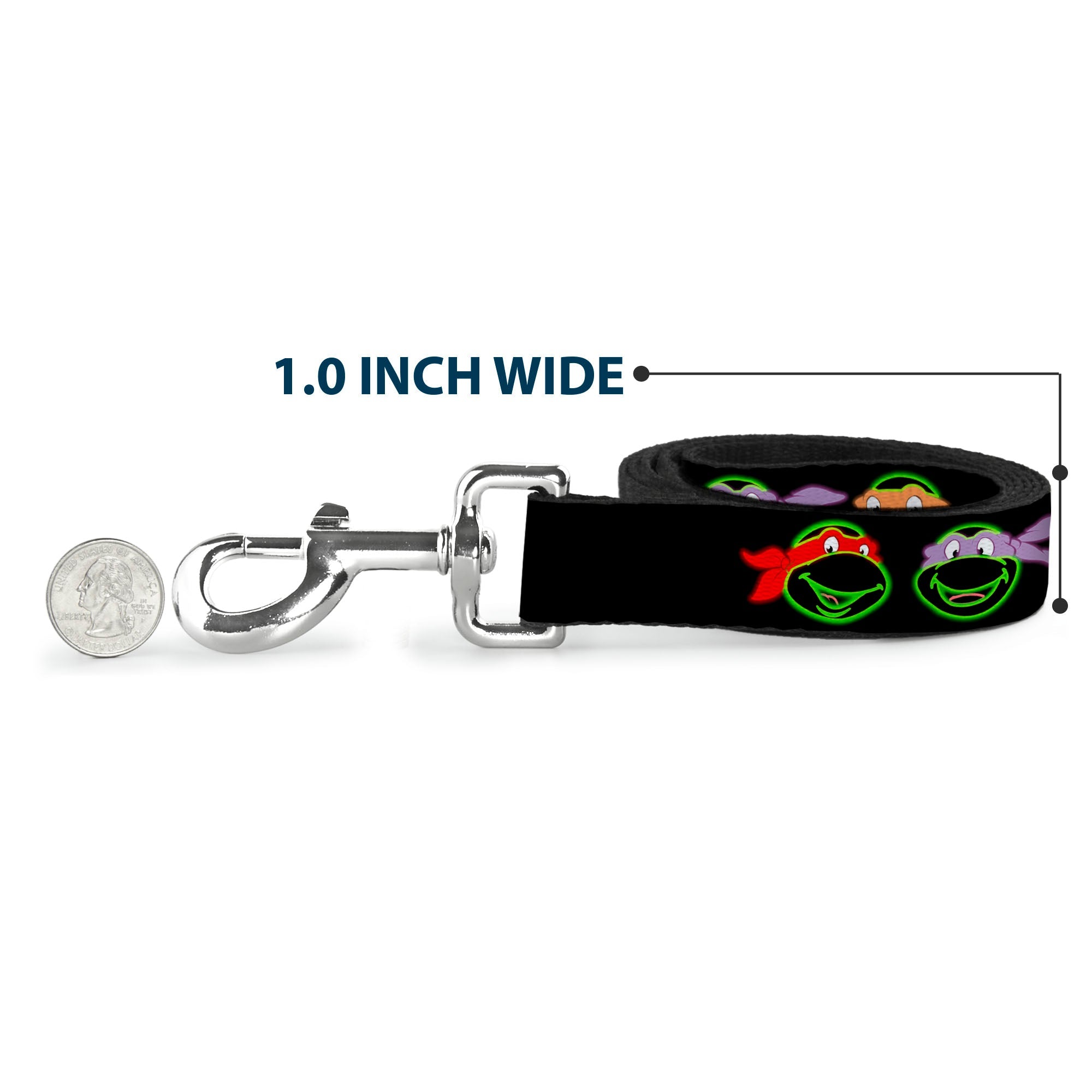 Dog Leash - Classic Teenage Mutant Ninja Turtles Electric Expressions Black/Multi Neon 