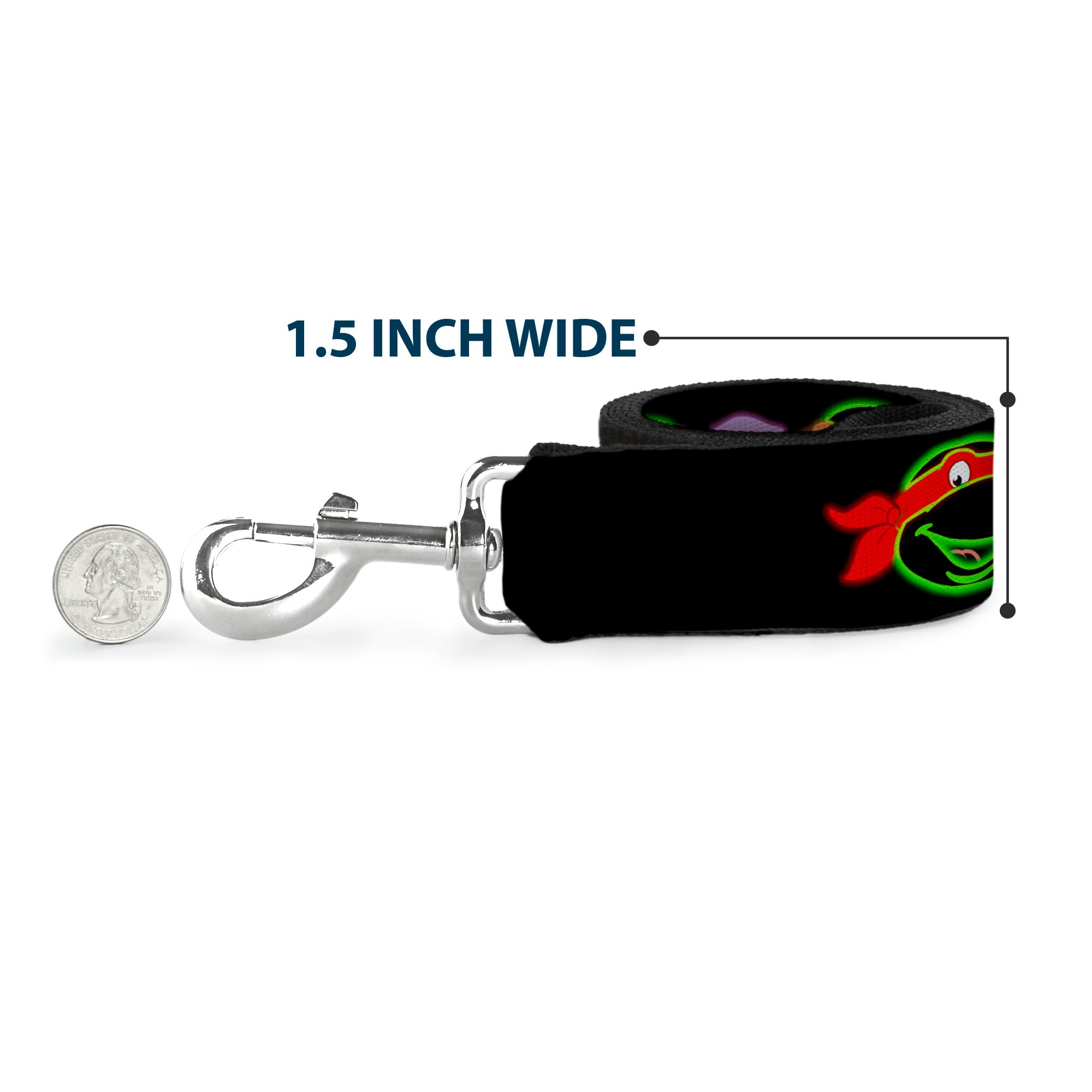 Dog Leash - Classic Teenage Mutant Ninja Turtles Electric Expressions Black/Multi Neon 