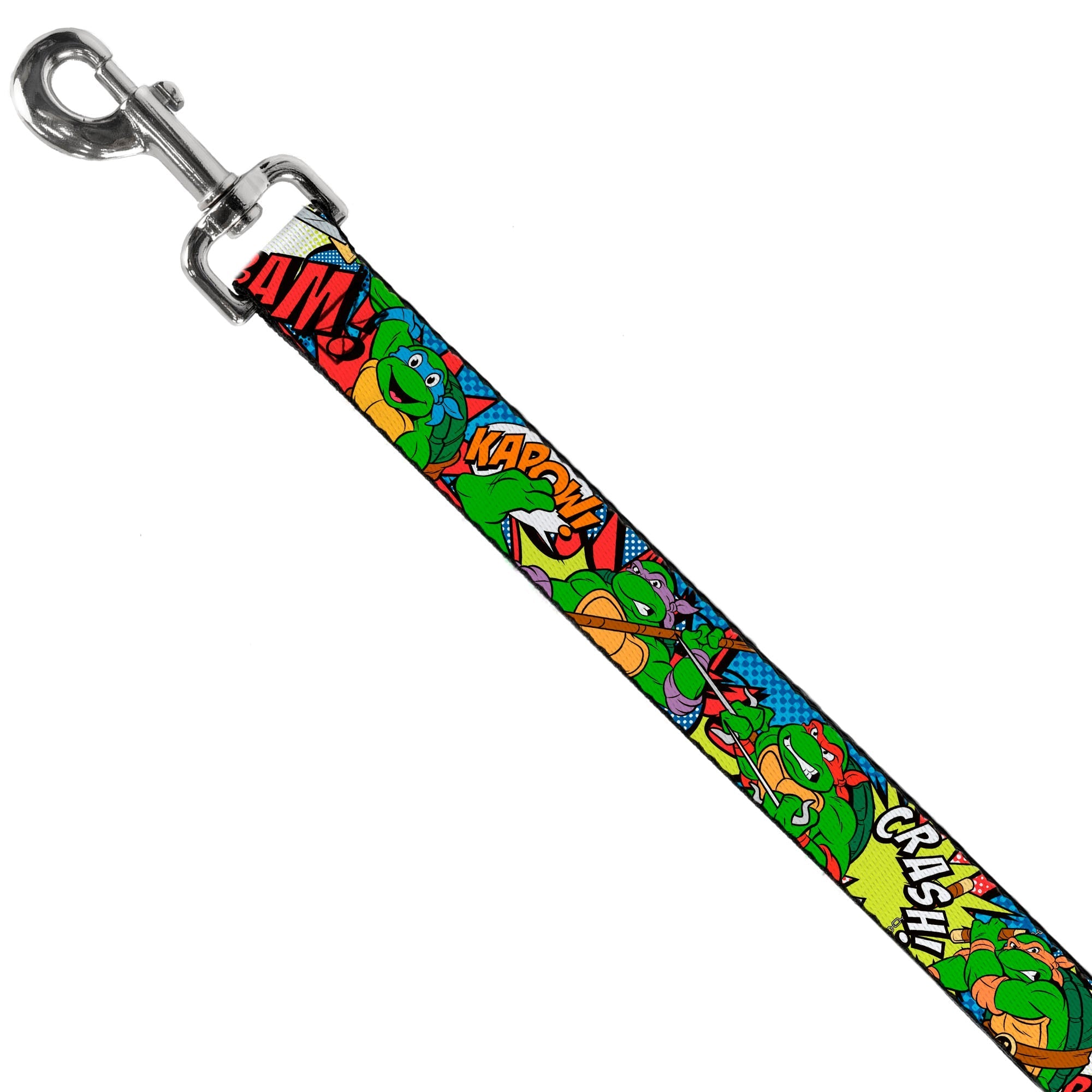 Dog Leash - Classic Teenage Mutant Ninja Turtles Action Poses/Action Bubbles Dots Blues 