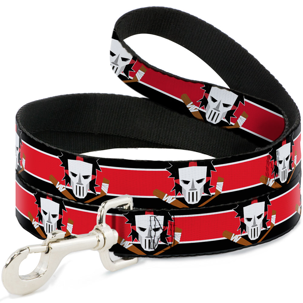 Dog Leash - Casey Jones Baseball & Hockey Stick CLOSE-UP Stripe Black/White/Red - HT Animal Supply