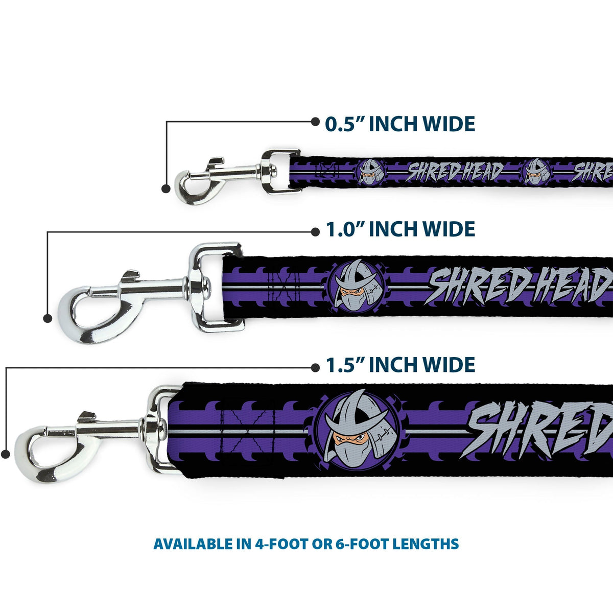 Dog Leash - Shredder Head SHRED HEAD/Stripe Black/Purple/Gray 