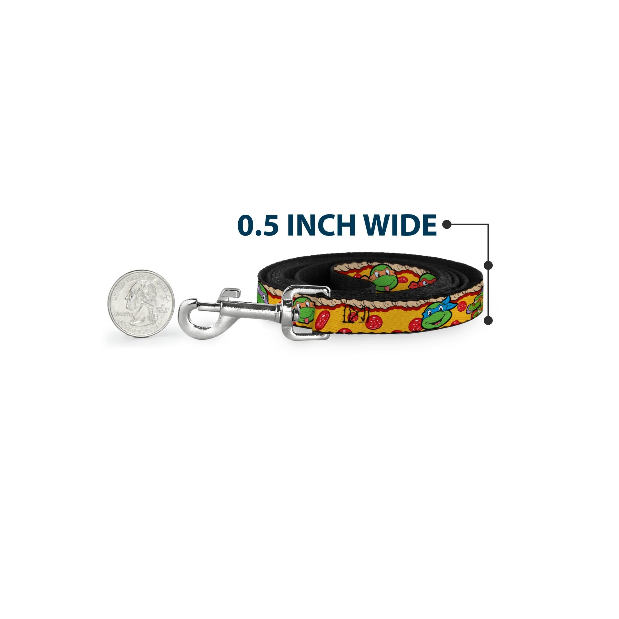 Dog Leash - Classic Teenage Mutant Ninja Turtles 4-Turtle Faces Pepperoni Pizza/Turtles Pose16 - HT Animal Supply