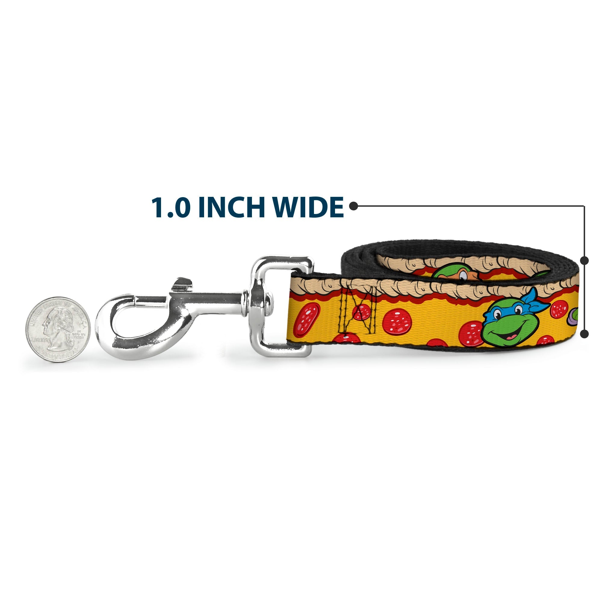 Dog Leash - Classic Teenage Mutant Ninja Turtles 4-Turtle Faces Pepperoni Pizza/Turtles Pose16 - HT Animal Supply