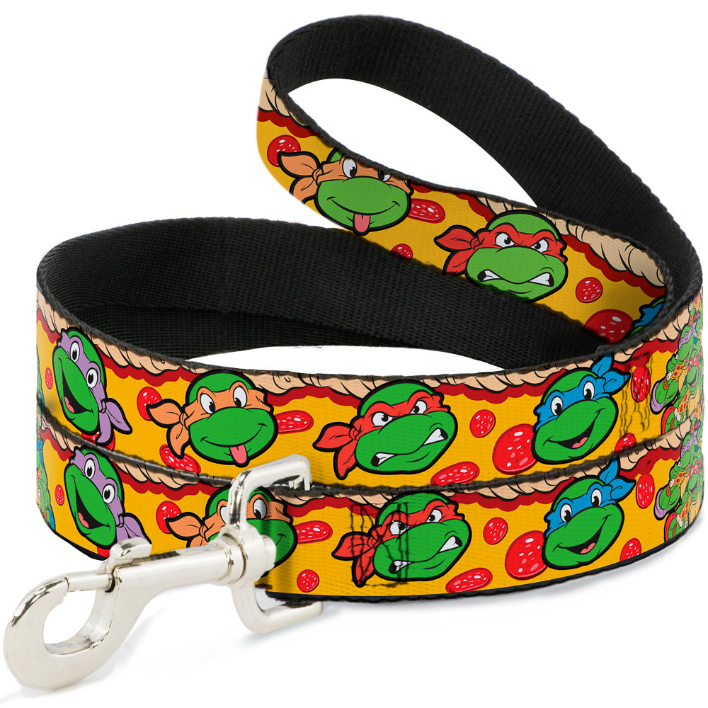 Dog Leash - Classic Teenage Mutant Ninja Turtles 4-Turtle Faces Pepperoni Pizza/Turtles Pose16 - HT Animal Supply