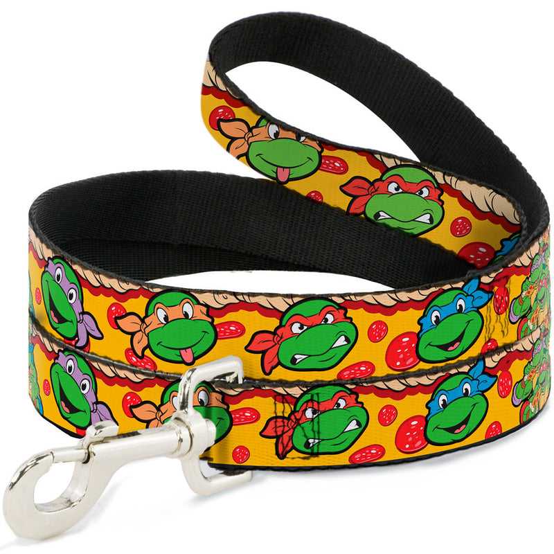 Dog Leash - Classic Teenage Mutant Ninja Turtles 4-Turtle Faces Pepperoni Pizza/Turtles Pose16 - HT Animal Supply