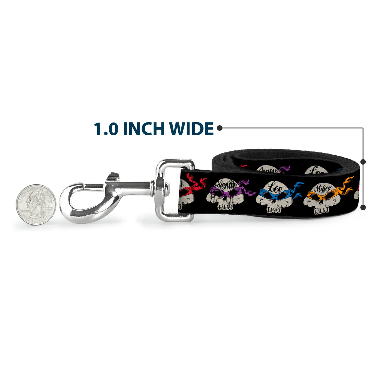 Dog Leash - TMNT 4-Turtle Road Rebel Skulls Black - HT Animal Supply