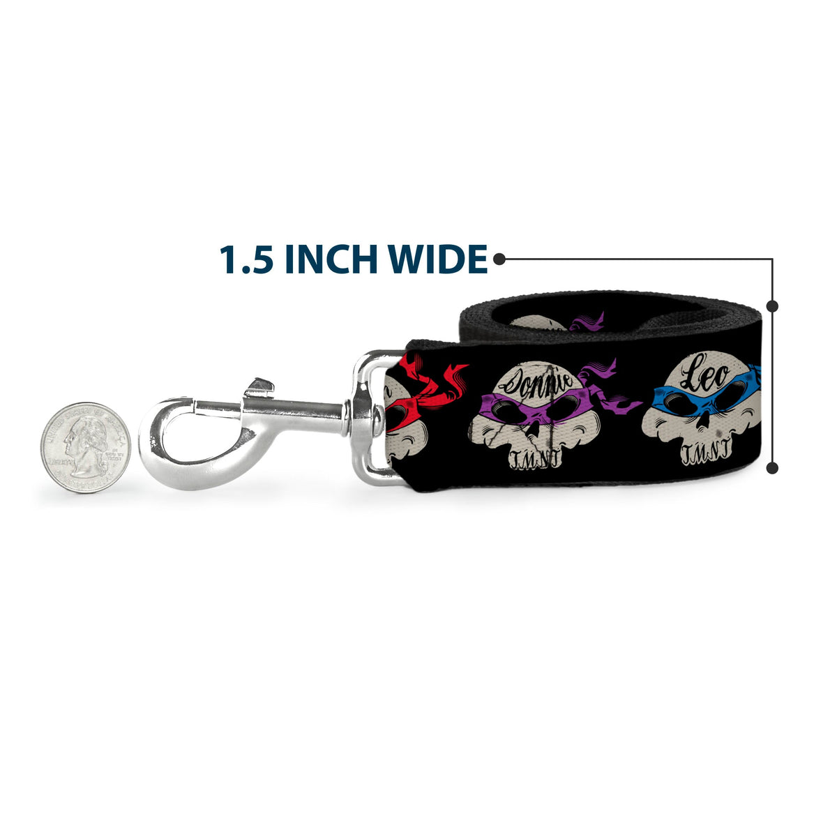 Dog Leash - TMNT 4-Turtle Road Rebel Skulls Black - HT Animal Supply