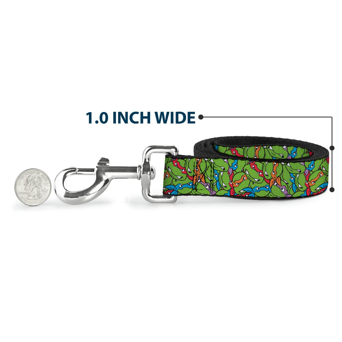 Dog Leash - Teenage Mutant Ninja Turtles Faces Stacked Green/Multi Color 