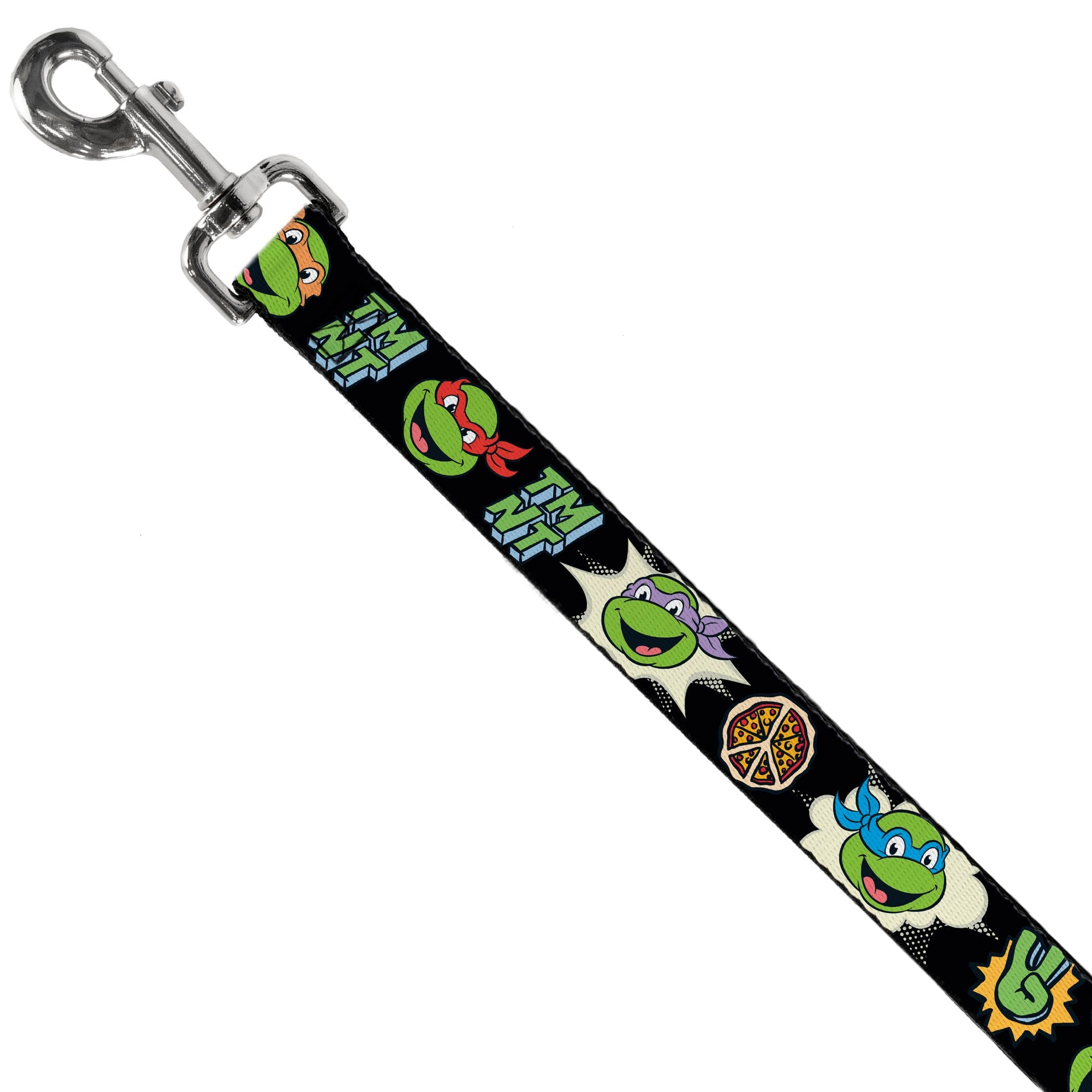 Dog Leash - Teenage Mutant Ninja Turtles Faces and Icons Black/Multi Color - HT Animal Supply