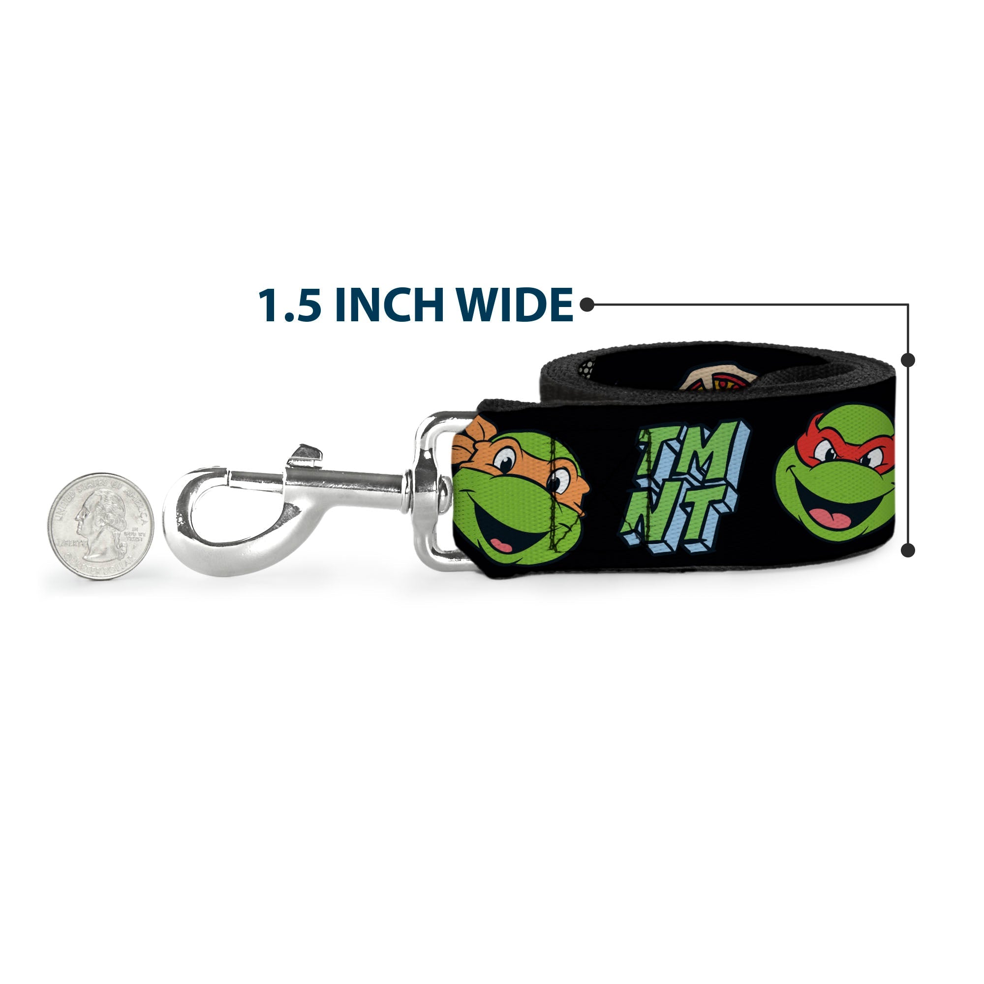 Dog Leash - Teenage Mutant Ninja Turtles Faces and Icons Black/Multi Color - HT Animal Supply