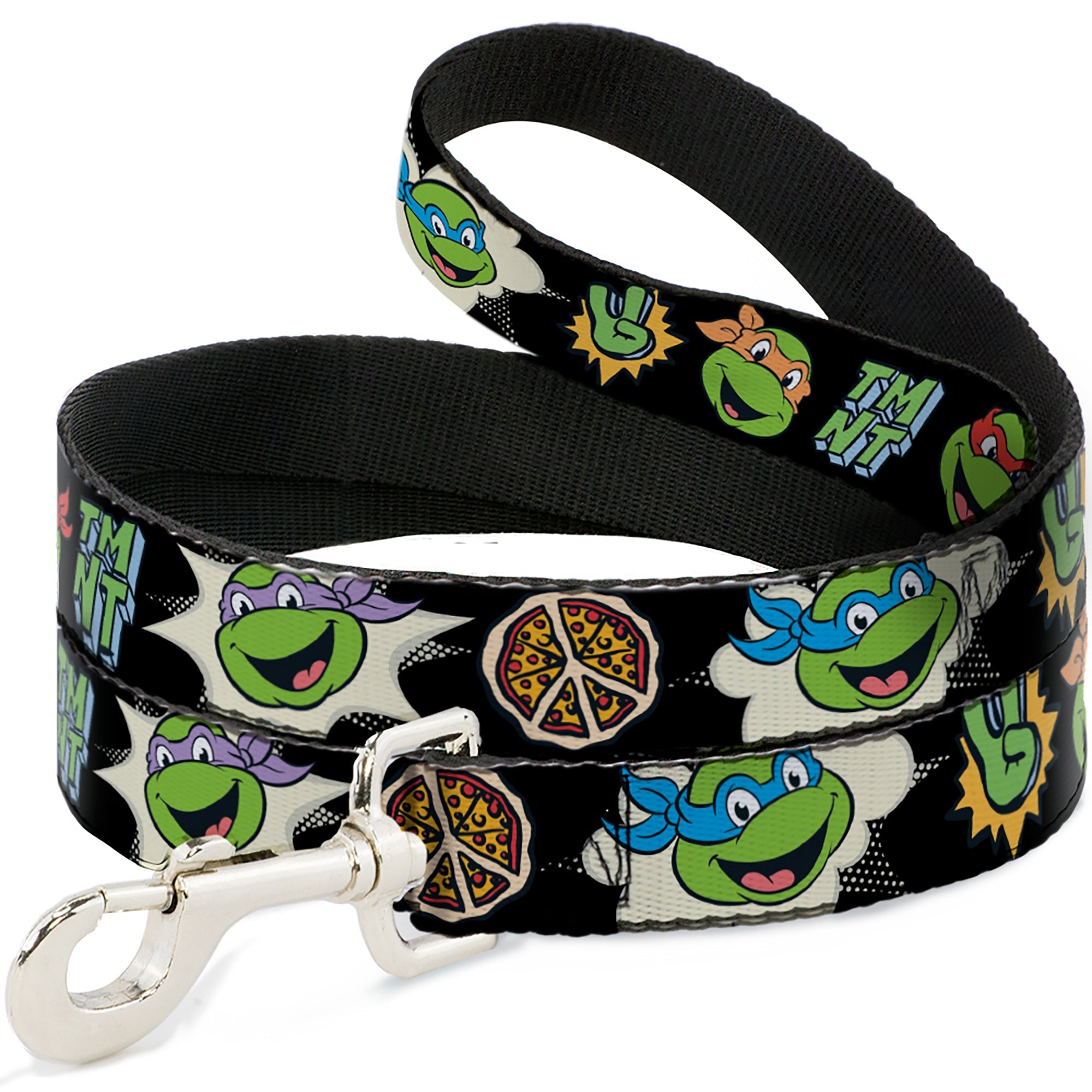 Dog Leash - Teenage Mutant Ninja Turtles Faces and Icons Black/Multi Color - HT Animal Supply