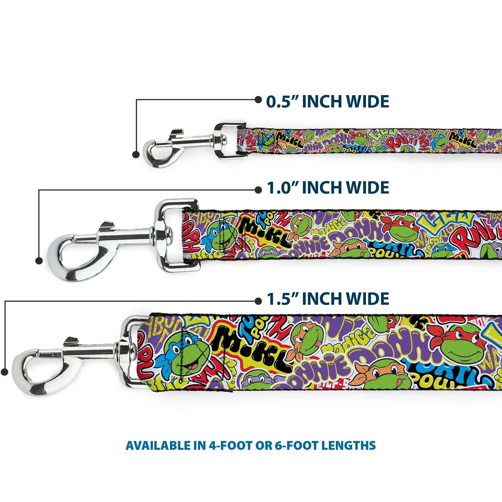 Dog Leash - Teenage Mutant Ninja Turtles Sticker Slaps Collage White/Multi Color 