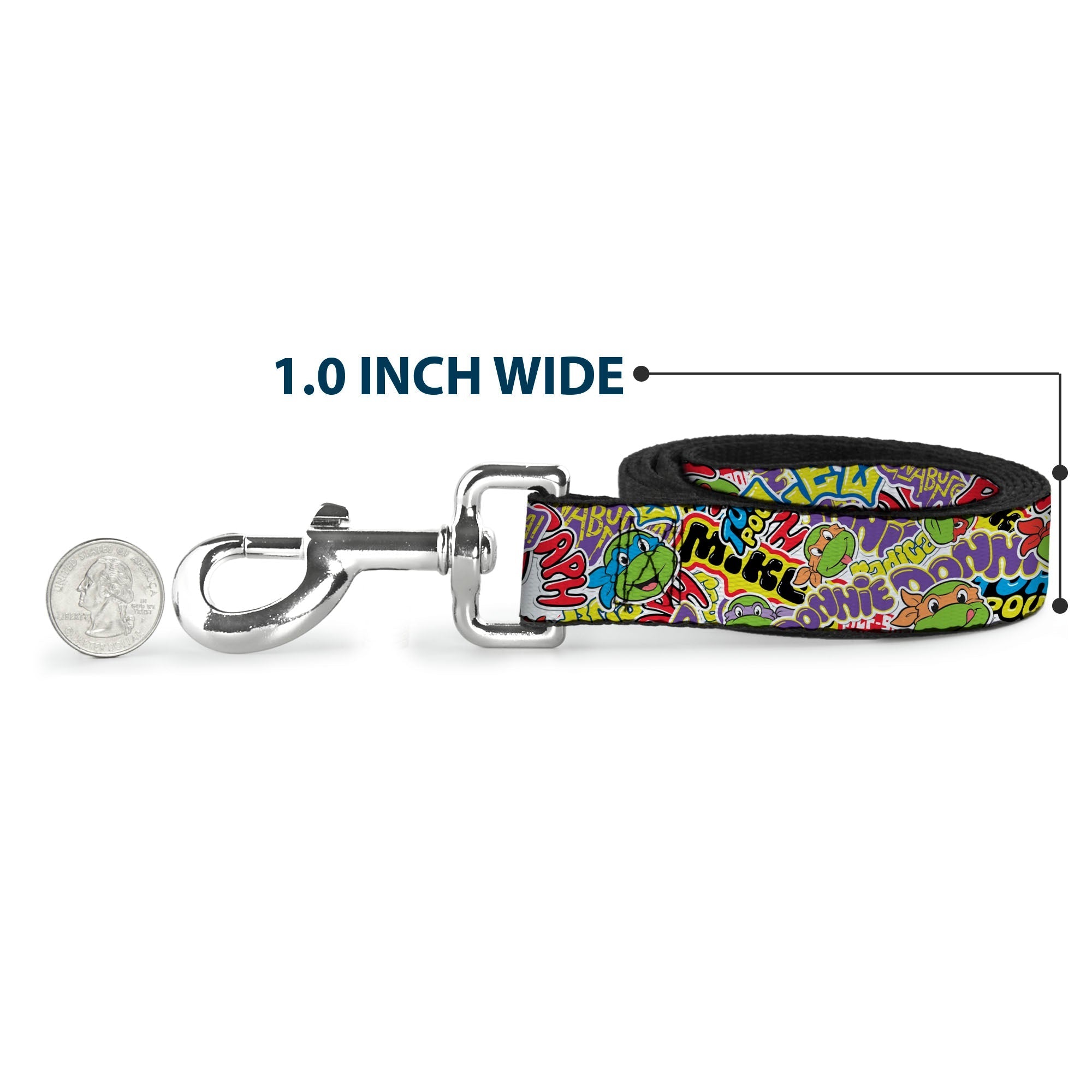 Dog Leash - Teenage Mutant Ninja Turtles Sticker Slaps Collage White/Multi Color 