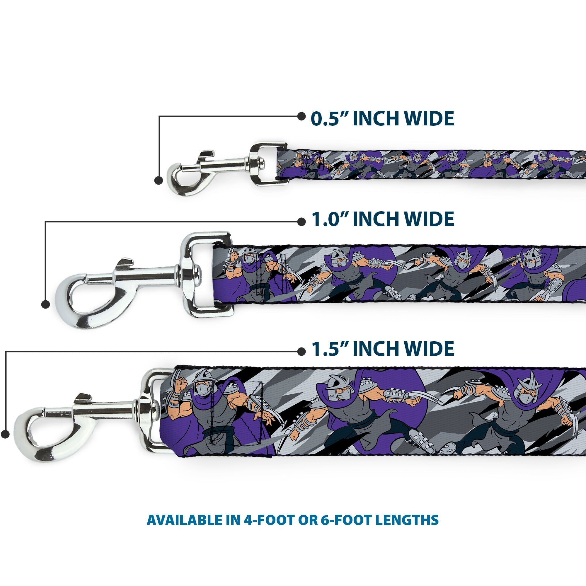 Dog Leash - Teenage Mutant Ninja Turtles Shredder Action Poses Grays/Purple 