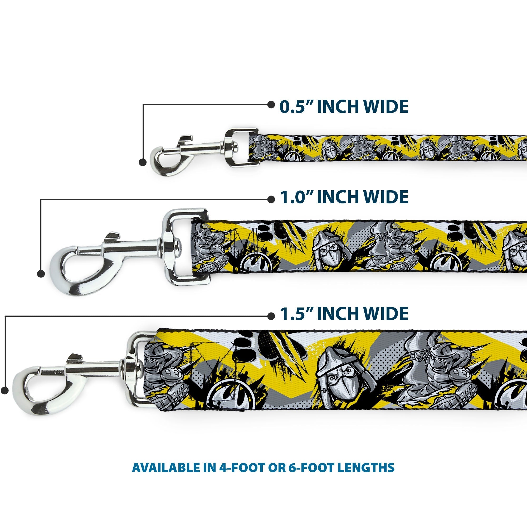 Dog Leash - Teenage Mutant Ninja Turtles Shredder Pose and Icons Grays/Yellow 
