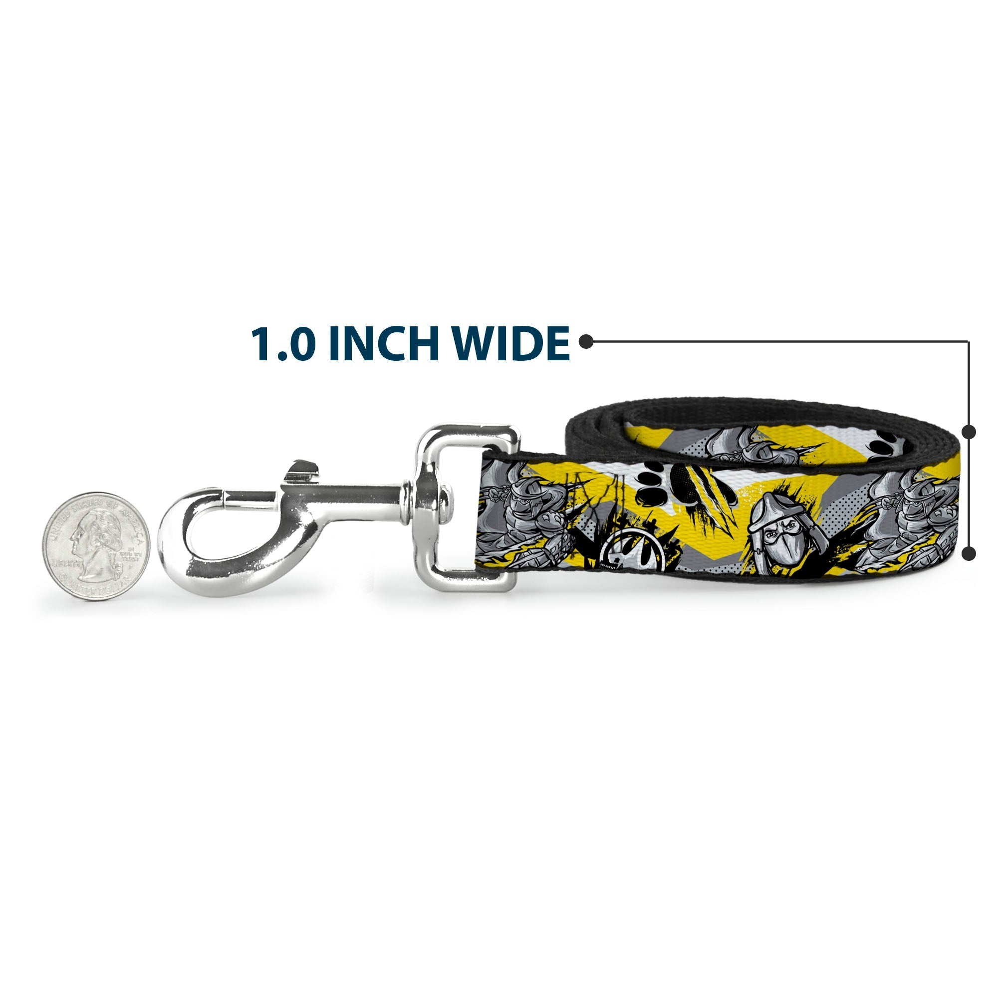Dog Leash - Teenage Mutant Ninja Turtles Shredder Pose and Icons Grays/Yellow 