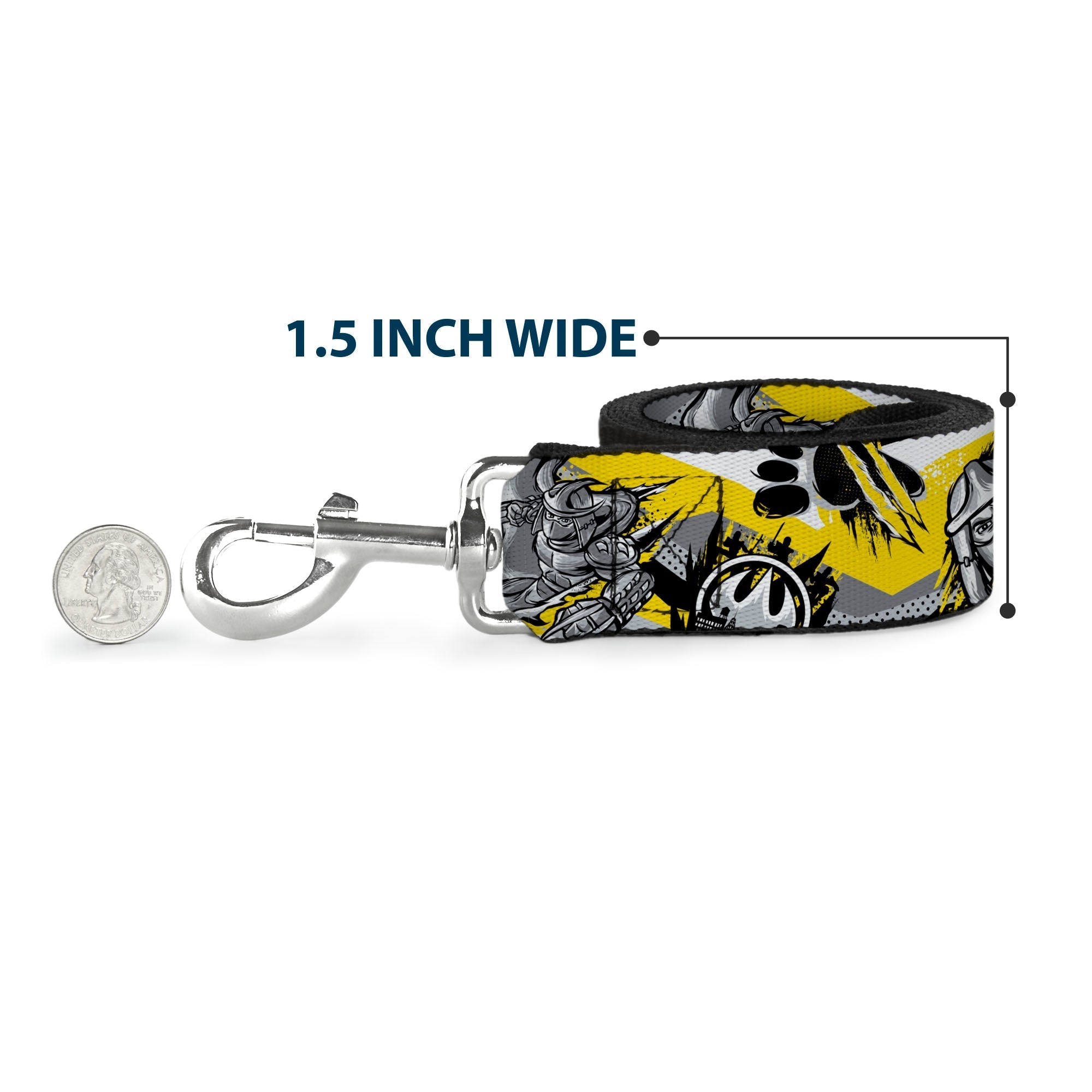 Dog Leash - Teenage Mutant Ninja Turtles Shredder Pose and Icons Grays/Yellow 