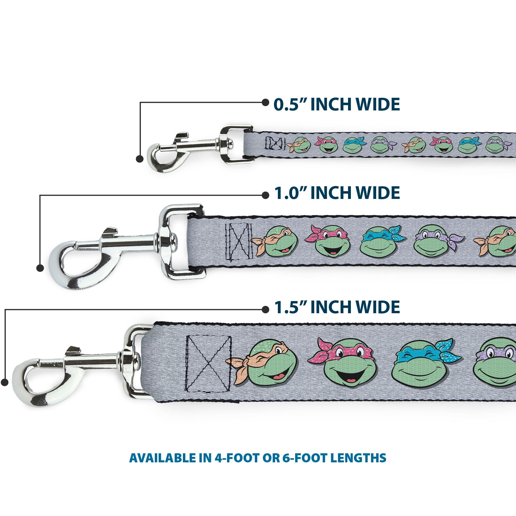 Dog Leash - Teenage Mutant Ninja Turtles Expressions Gray