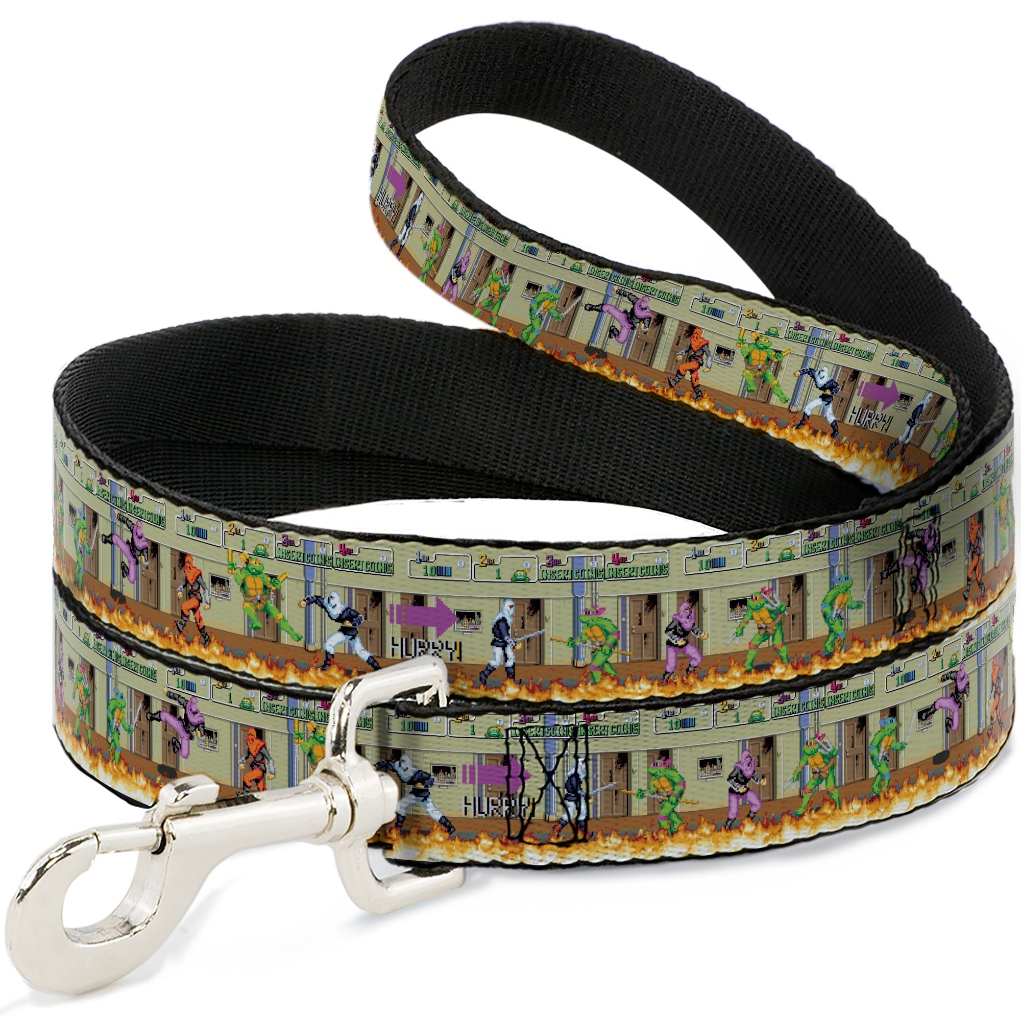 Dog Leash - Teenage Mutant Ninja Turtles Battle Foot Soldiers Ninjas Video Game Scene Tan