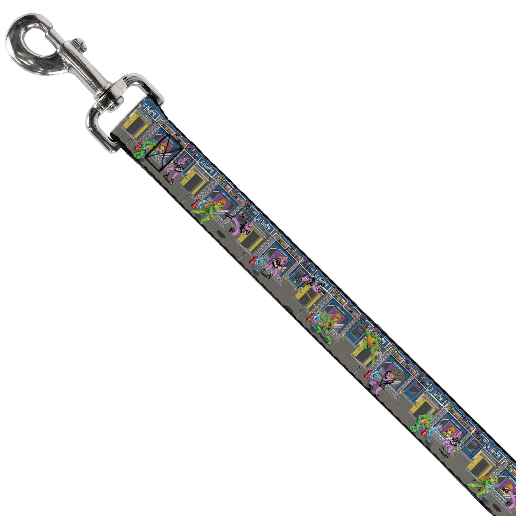 Dog Leash - Teenage Mutant Ninja Turtles Battle Purple Foot Soldier Ninja Video Game Scene Grays 