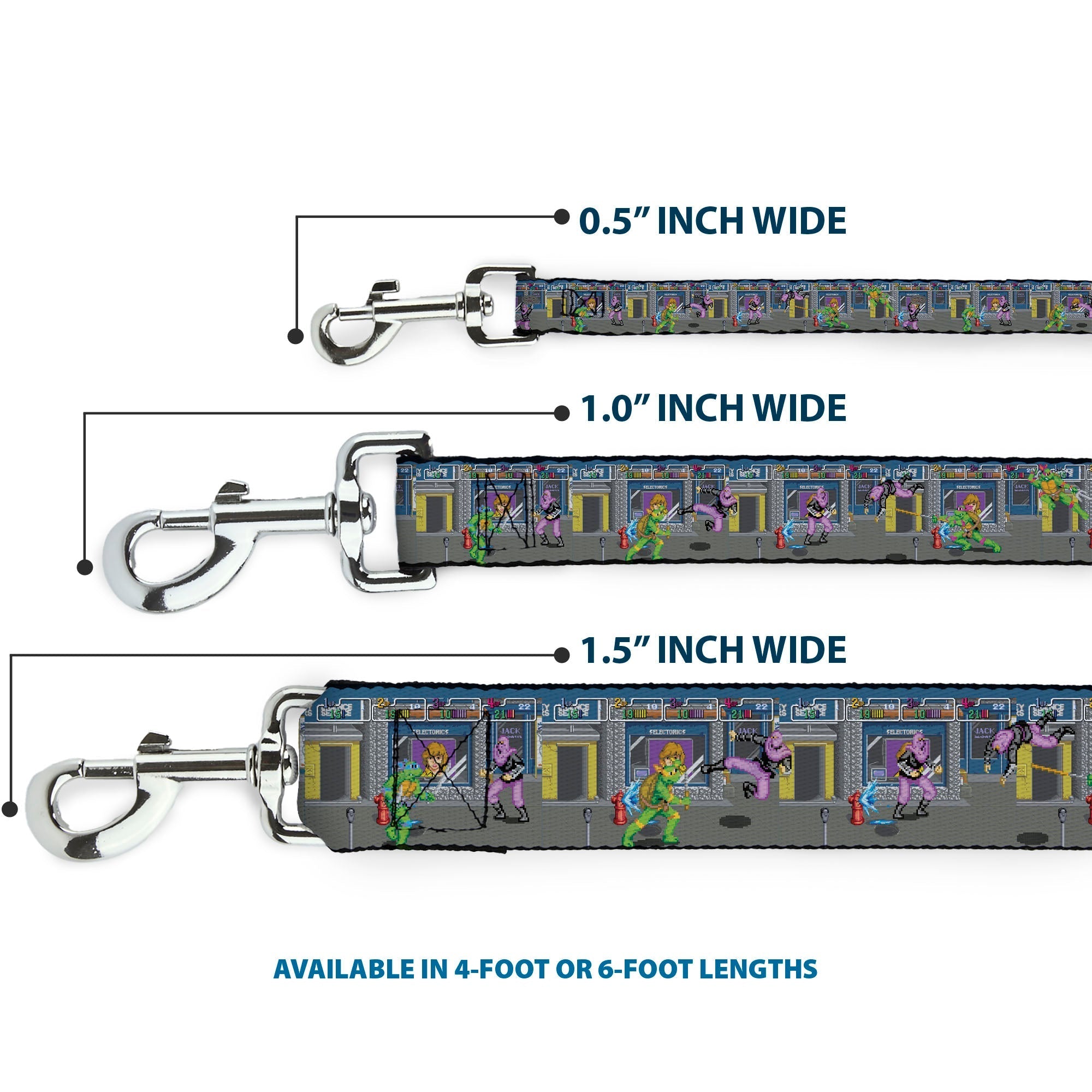 Dog Leash - Teenage Mutant Ninja Turtles Battle Purple Foot Soldier Ninja Video Game Scene Grays 
