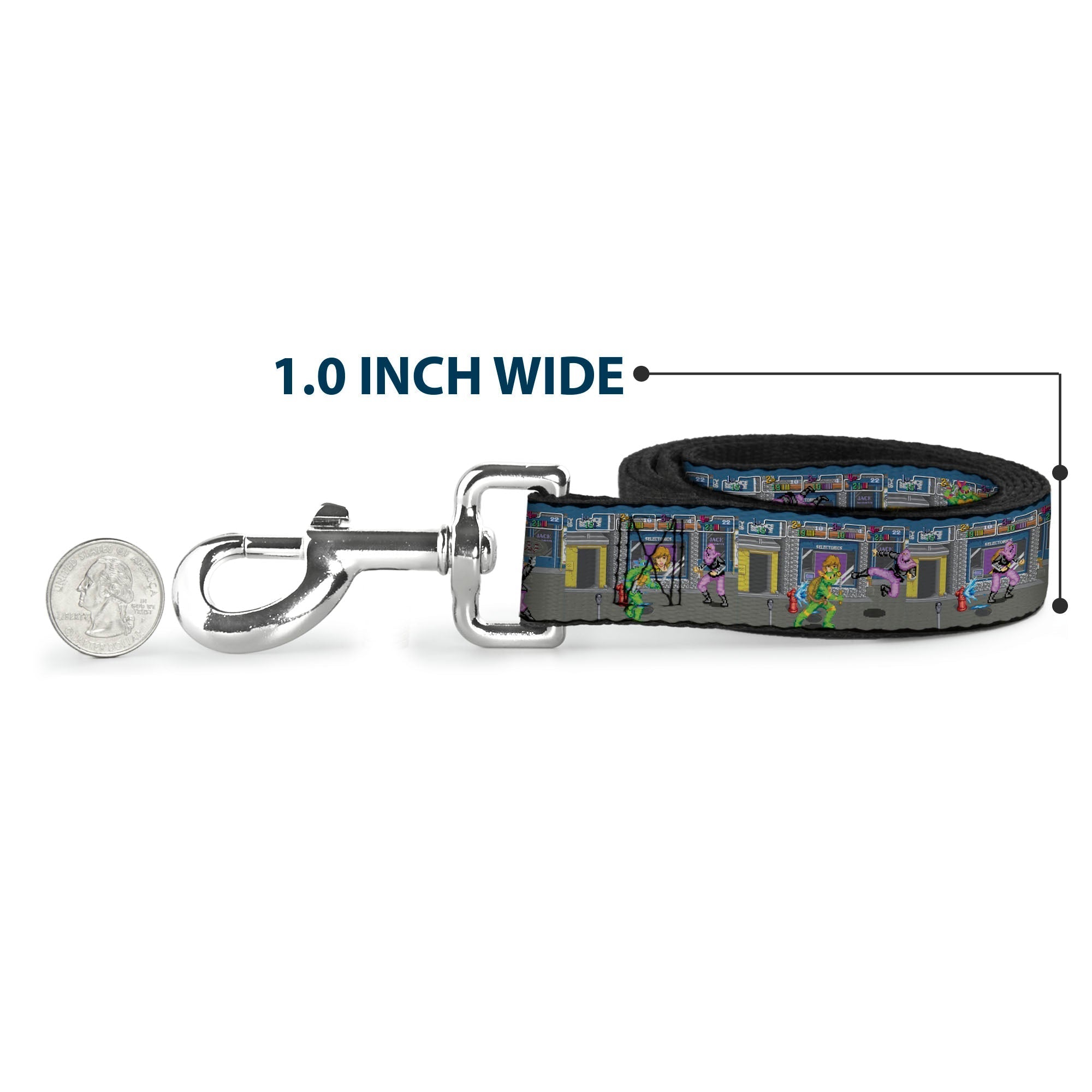 Dog Leash - Teenage Mutant Ninja Turtles Battle Purple Foot Soldier Ninja Video Game Scene Grays 