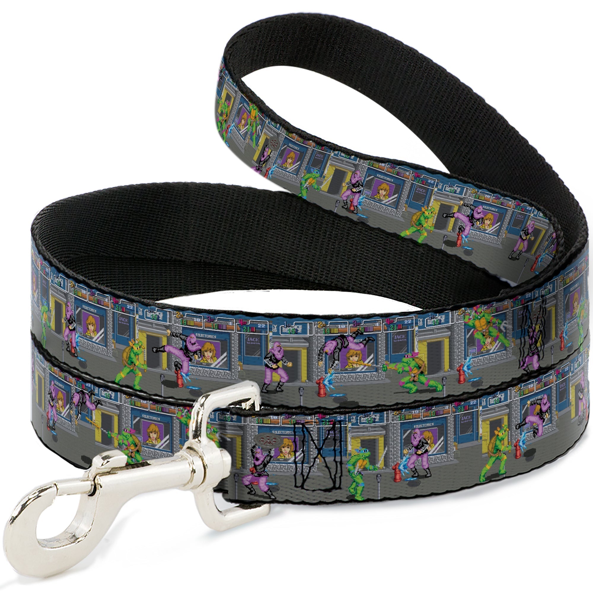 Dog Leash - Teenage Mutant Ninja Turtles Battle Purple Foot Soldier Ninja Video Game Scene Grays 