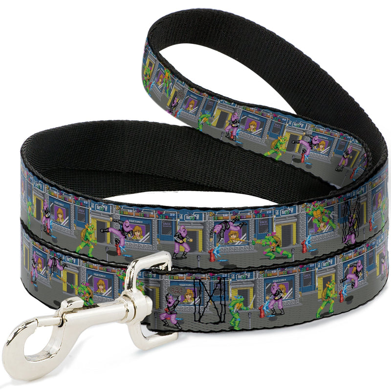 Dog Leash - Teenage Mutant Ninja Turtles Battle Purple Foot Soldier Ninja Video Game Scene Grays 