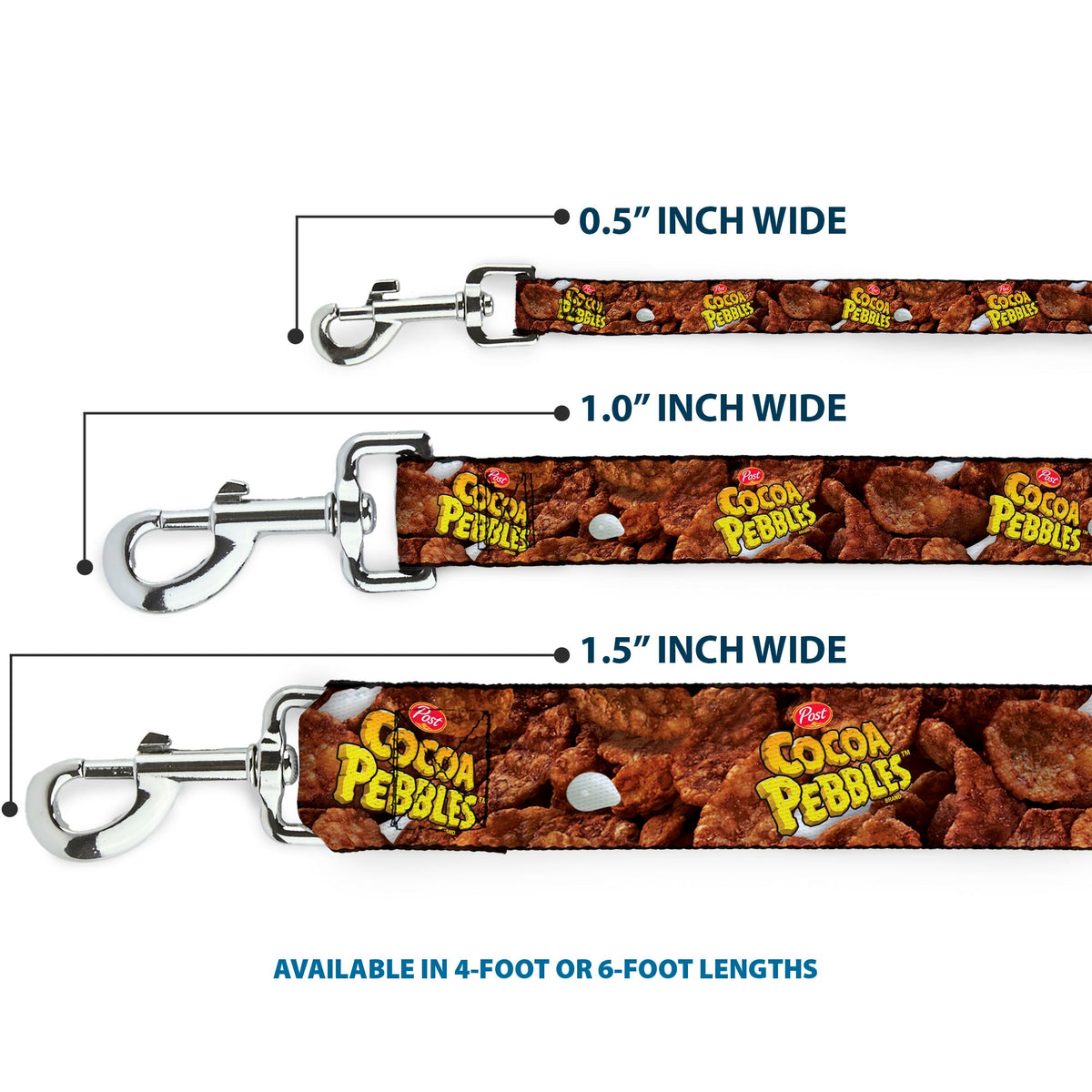Dog Leash - POST COCOA PEBBLES Logo and Vivid Cereal Browns - HT Animal Supply