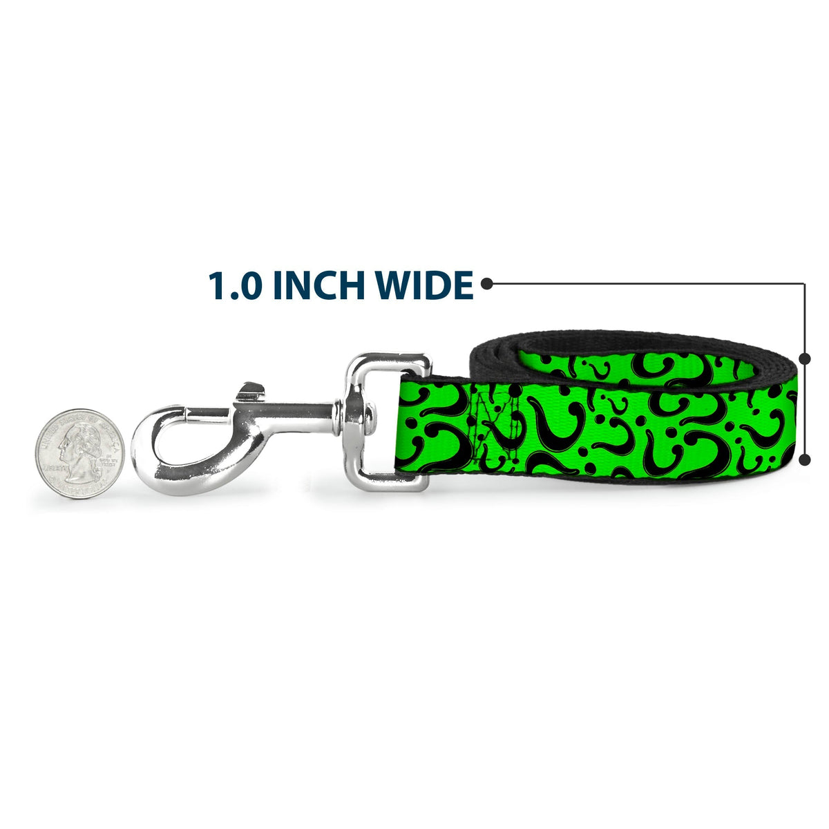 Dog Leash - Question Mark Scattered Lime Green/Black 