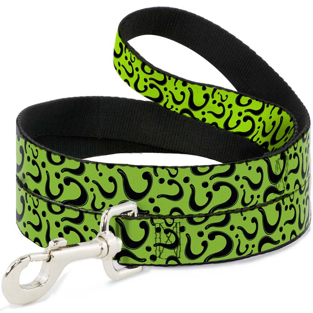 Dog Leash - Question Mark Scattered Lime Green/Black 