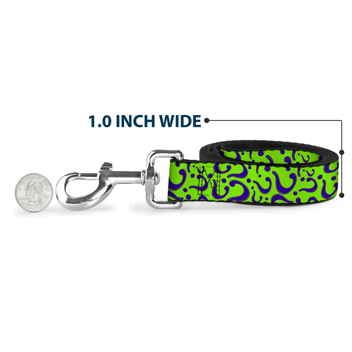 Dog Leash - Question Mark Scattered Lime Green/Purple 