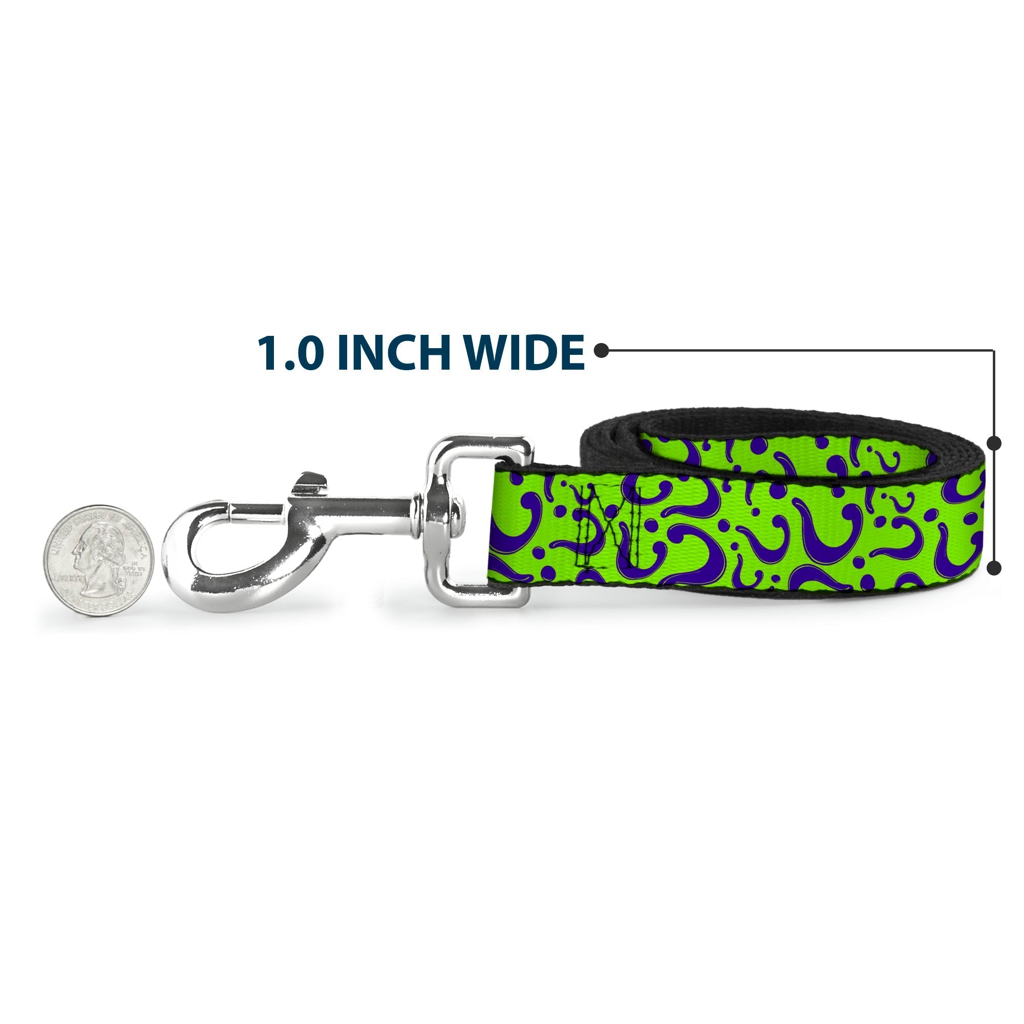 Dog Leash - Question Mark Scattered Lime Green/Purple 