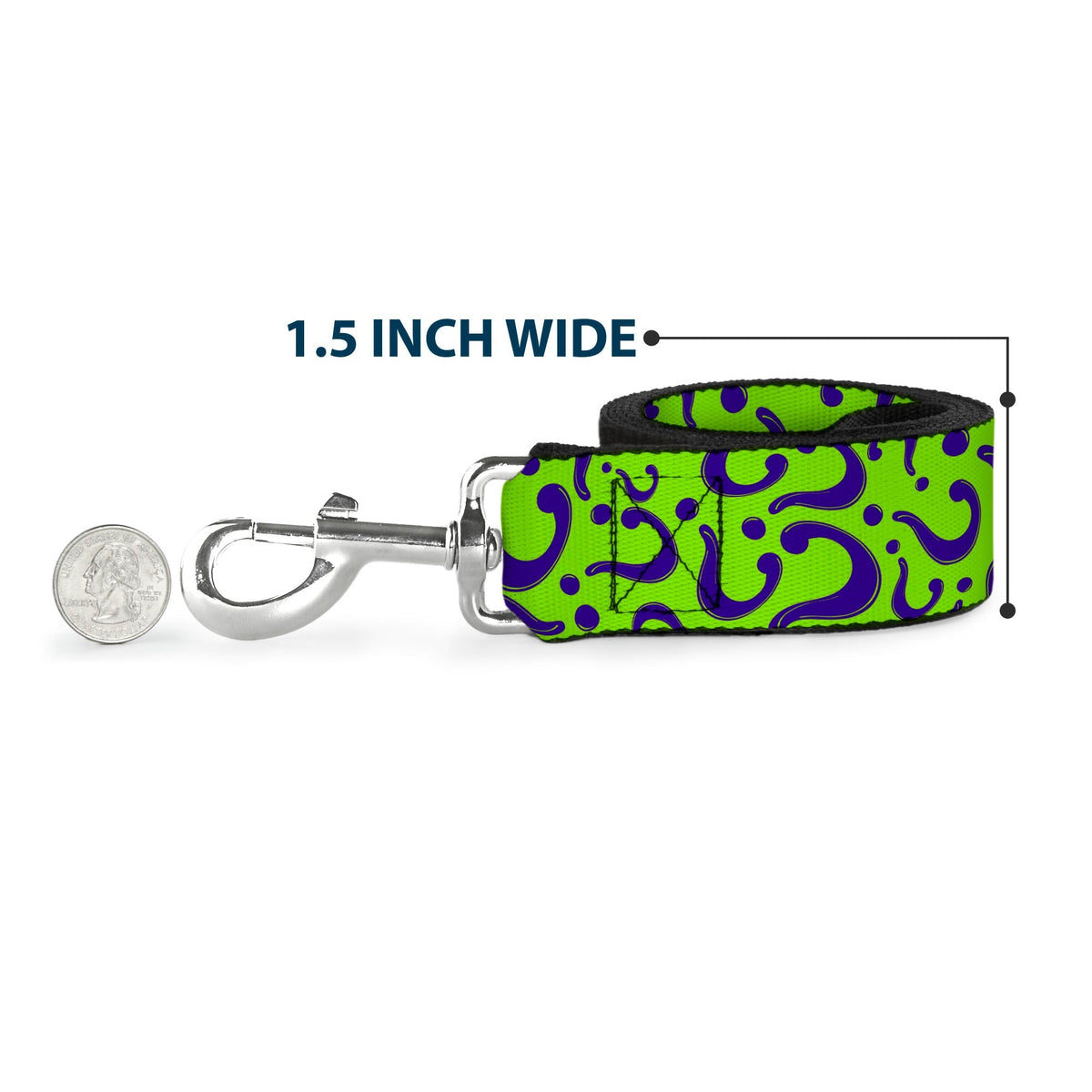 Dog Leash - Question Mark Scattered Lime Green/Purple 