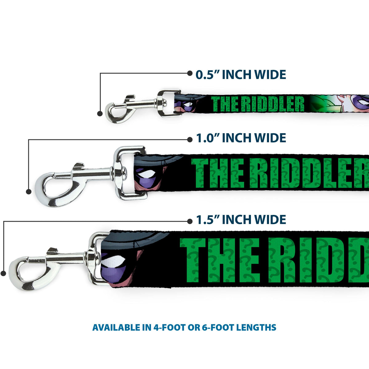 Dog Leash - THE RIDDLER/Face CLOSE-UP Black/Green 