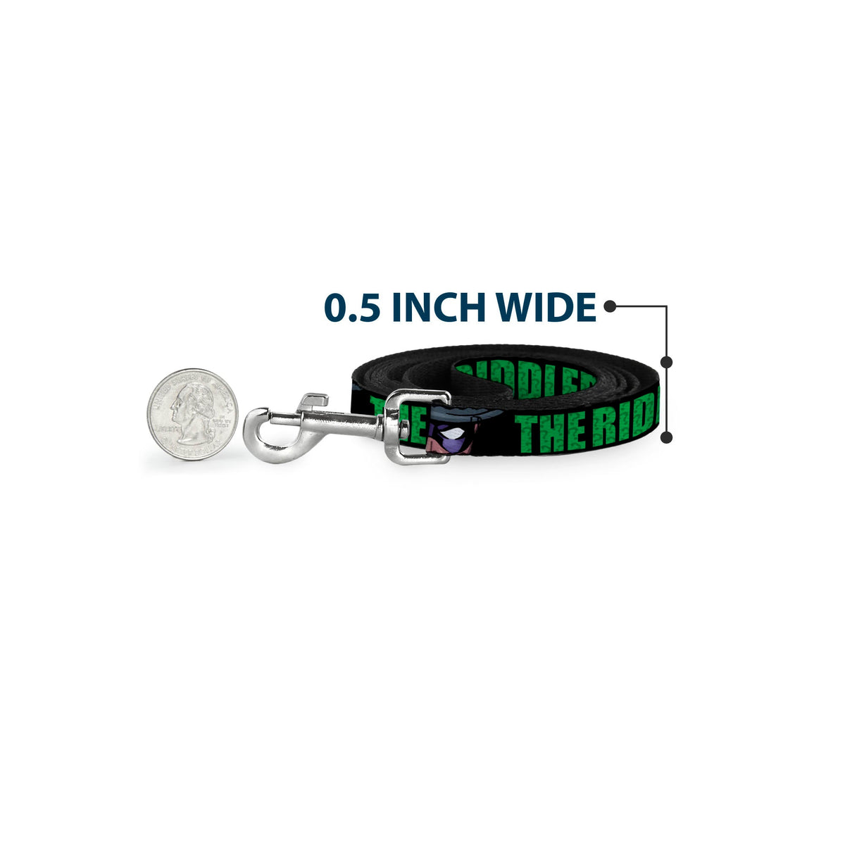 Dog Leash - THE RIDDLER/Face CLOSE-UP Black/Green 