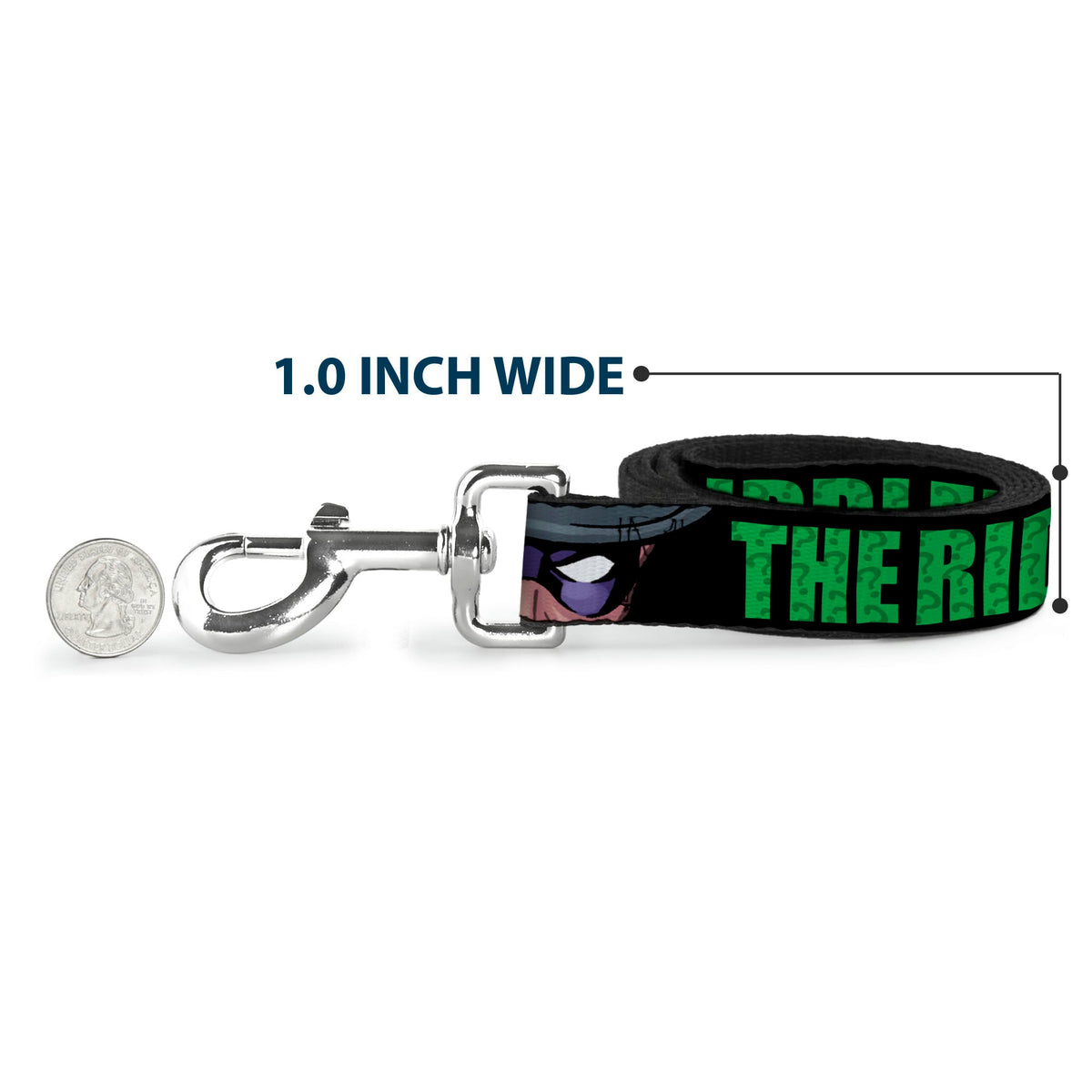 Dog Leash - THE RIDDLER/Face CLOSE-UP Black/Green 