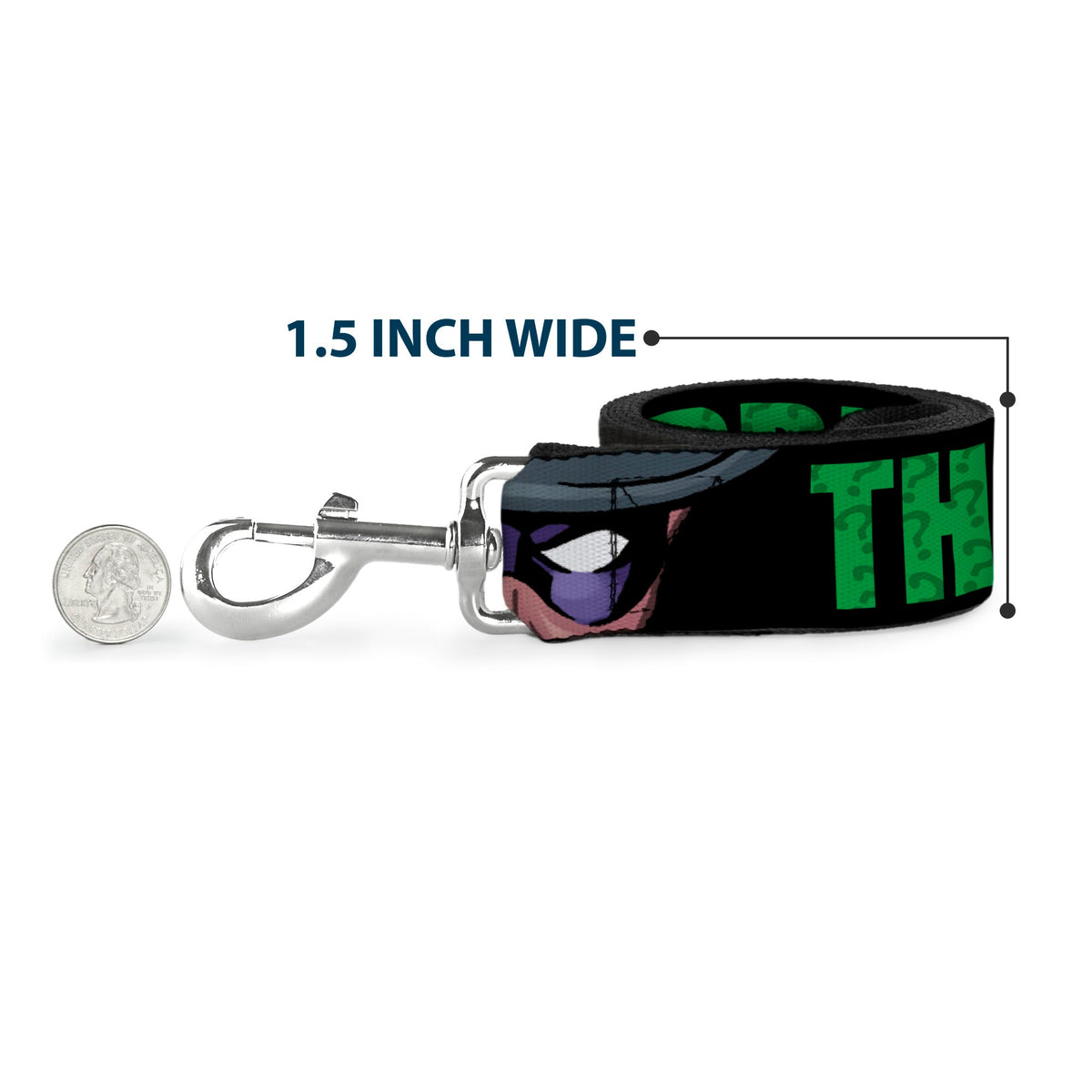 Dog Leash - THE RIDDLER/Face CLOSE-UP Black/Green 
