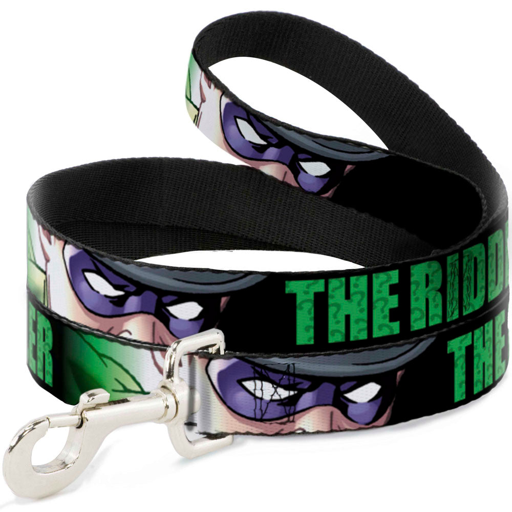 Dog Leash - THE RIDDLER/Face CLOSE-UP Black/Green 