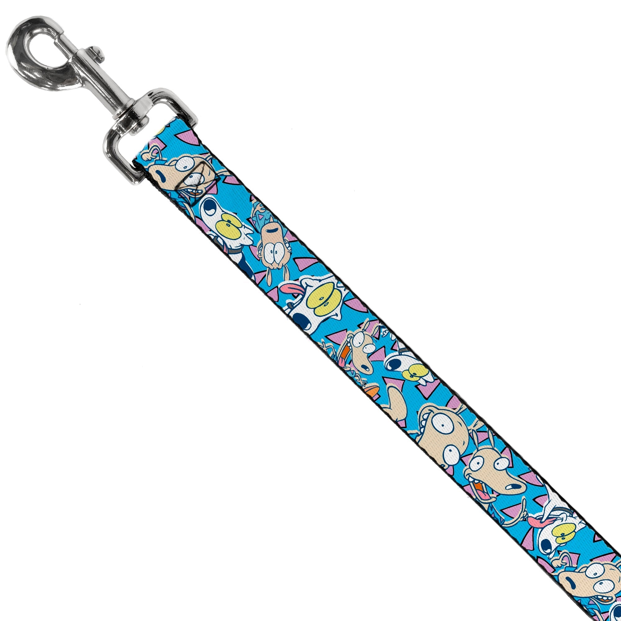 Dog Leash - Rocko & Spunky Scattered Expressions/Triangles Blue/Lavender